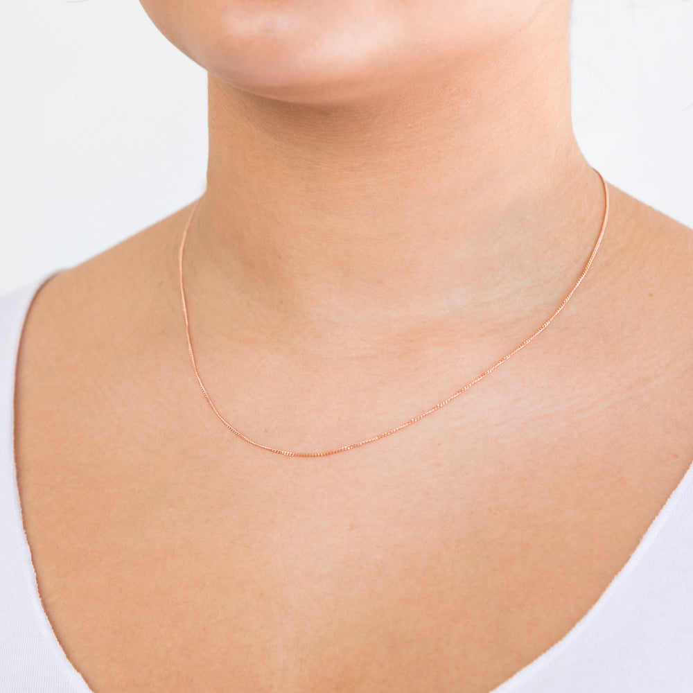 9ct Rose Gold Diamond Cut 45cm 30 Gauge Curb Chain Necklace - Elegant Jewelry for Women, Perfect for Everyday Wear, Special Occasions & Gifts