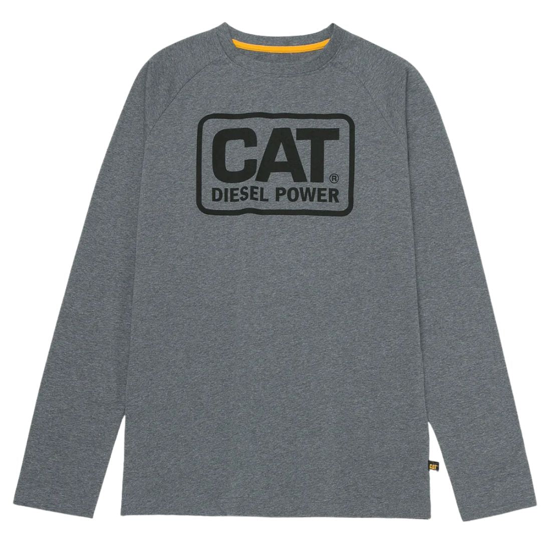 CAT Diesel Power Men's Long Sleeve Work T-Shirt 1010201 - Dark Heather Grey | Durable Workwear for Construction, Mechanics & Outdoor Labor
