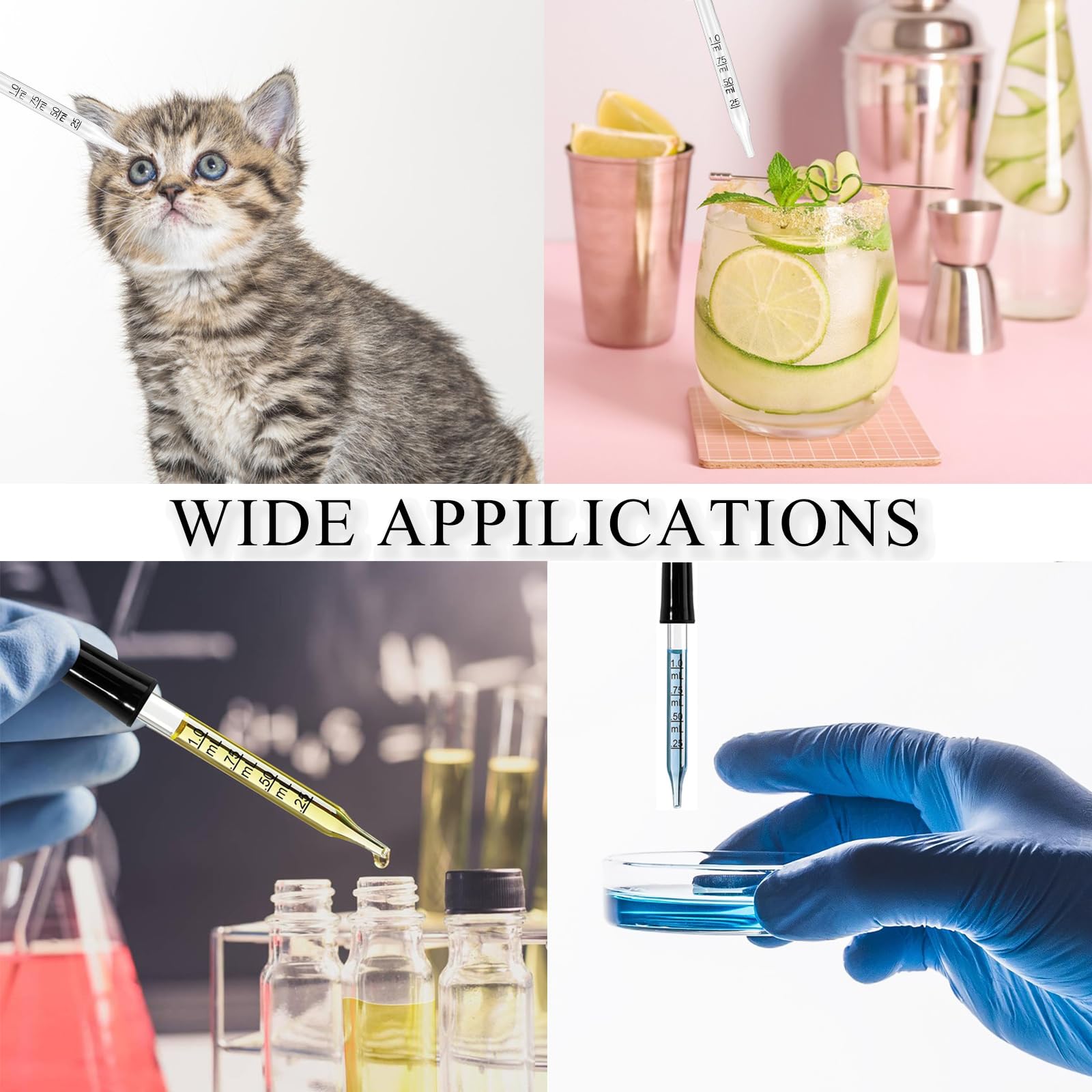 4ml Glass Droppers with Brush - Curved & Straight Tips for Lab & Healthcare