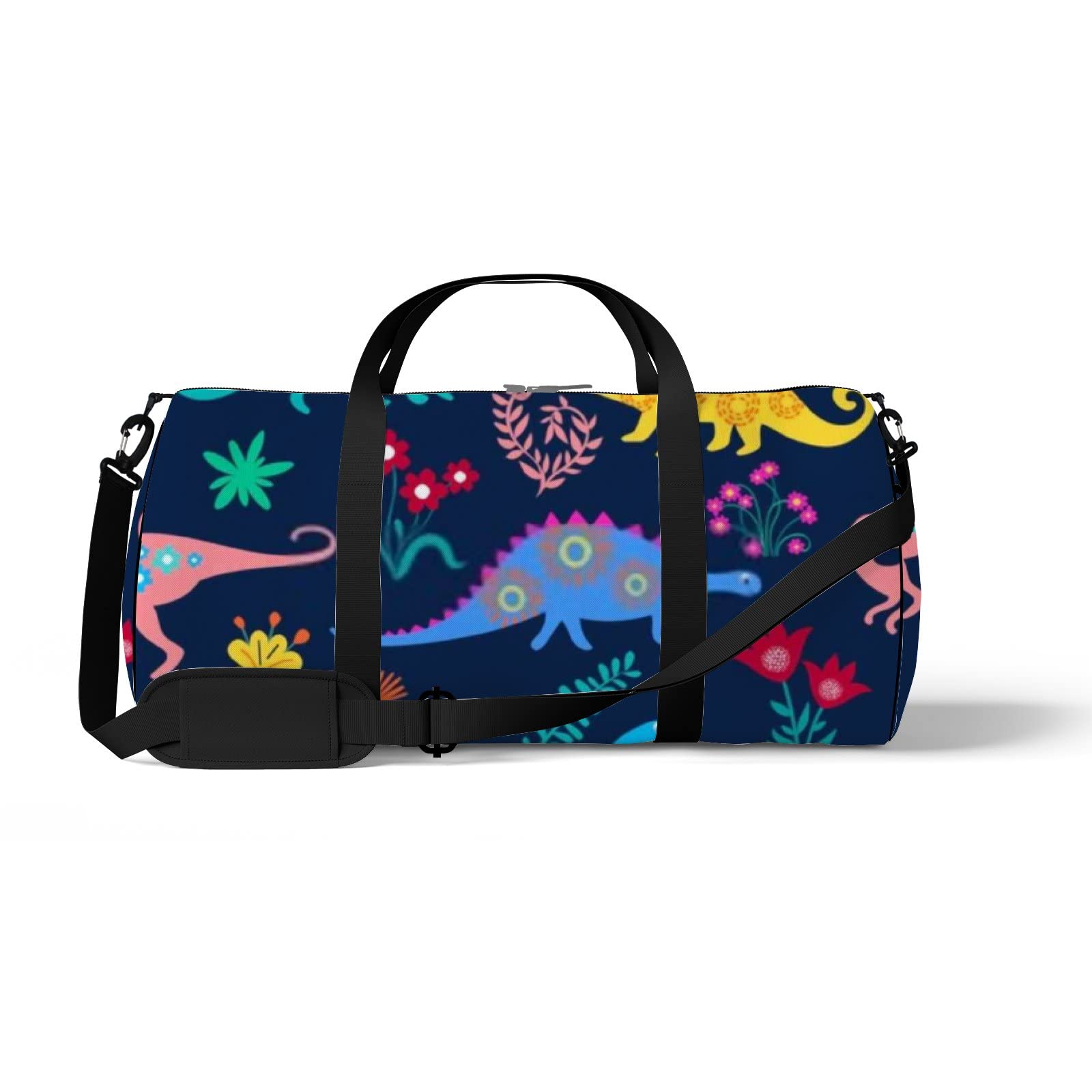 **Black Dinosaur Print Kids Sports Tote Bag - Waterproof Gym Backpack with Shoulder Strap & Side Pockets for Boys, Girls, Men & Women - Perfect for School, Travel, Sports & Storage**