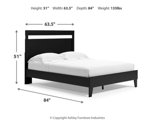 Finch Queen Panel Platform Bed with 2 Nightstands - Modern Wooden Bed Frame with Storage & Matching Nightstands for Bedroom, Guest Room or Apartment