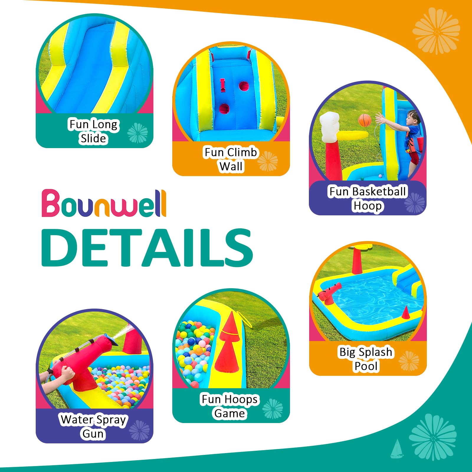 **Best Inflatable Water Slide for Kids - Blow Up Water Slide with Climbing Wall, Basketball Hoop, Water Cannon & Splash Pool - Fun Outdoor Backyard Summer Activity for Parties & Family Gatherings**