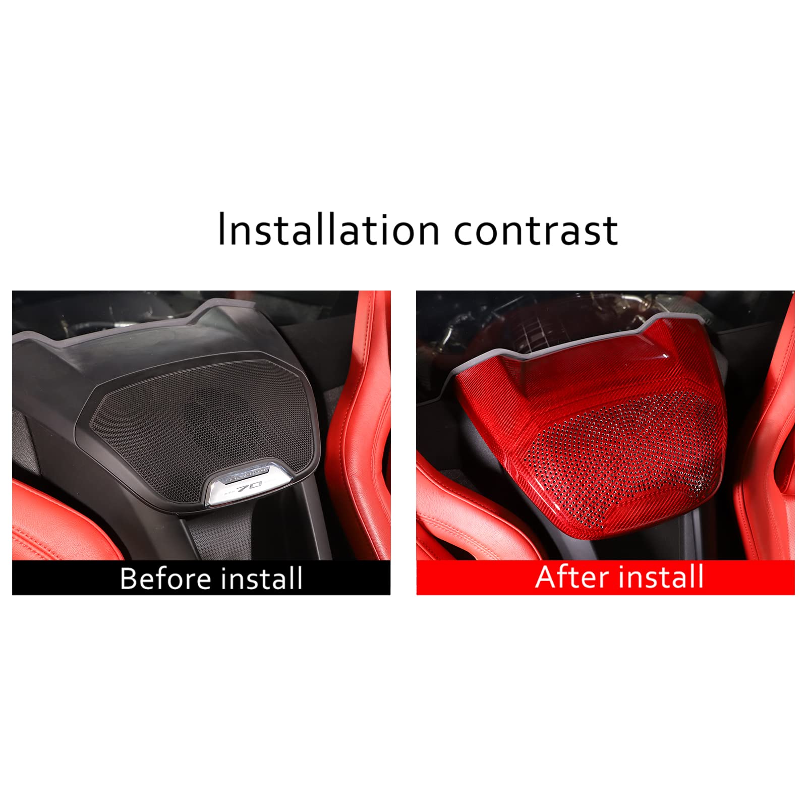 Premium Real Carbon Fiber Rear Speaker Cover for Chevrolet Corvette C8 Stingray 1LT 2020-2023 | Interior Rear Row Phone Charger Upper Trim Accessories (Red) | Perfect for Car Enthusiasts & Custom Upgrades
