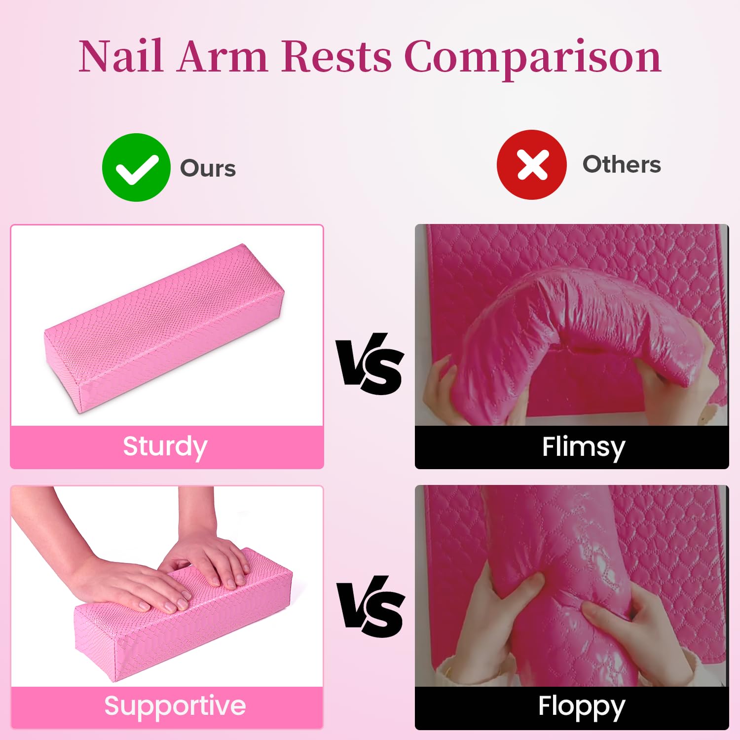 **Professional Nail Tech Arm Rest - Easy to Clean PU Leather Hand Rest Cushion for Acrylic Nails, Soft & Waterproof Nail Art Support (Orchid) - Perfect for Salon, Home Manicures & Nail Art Enthusiasts**