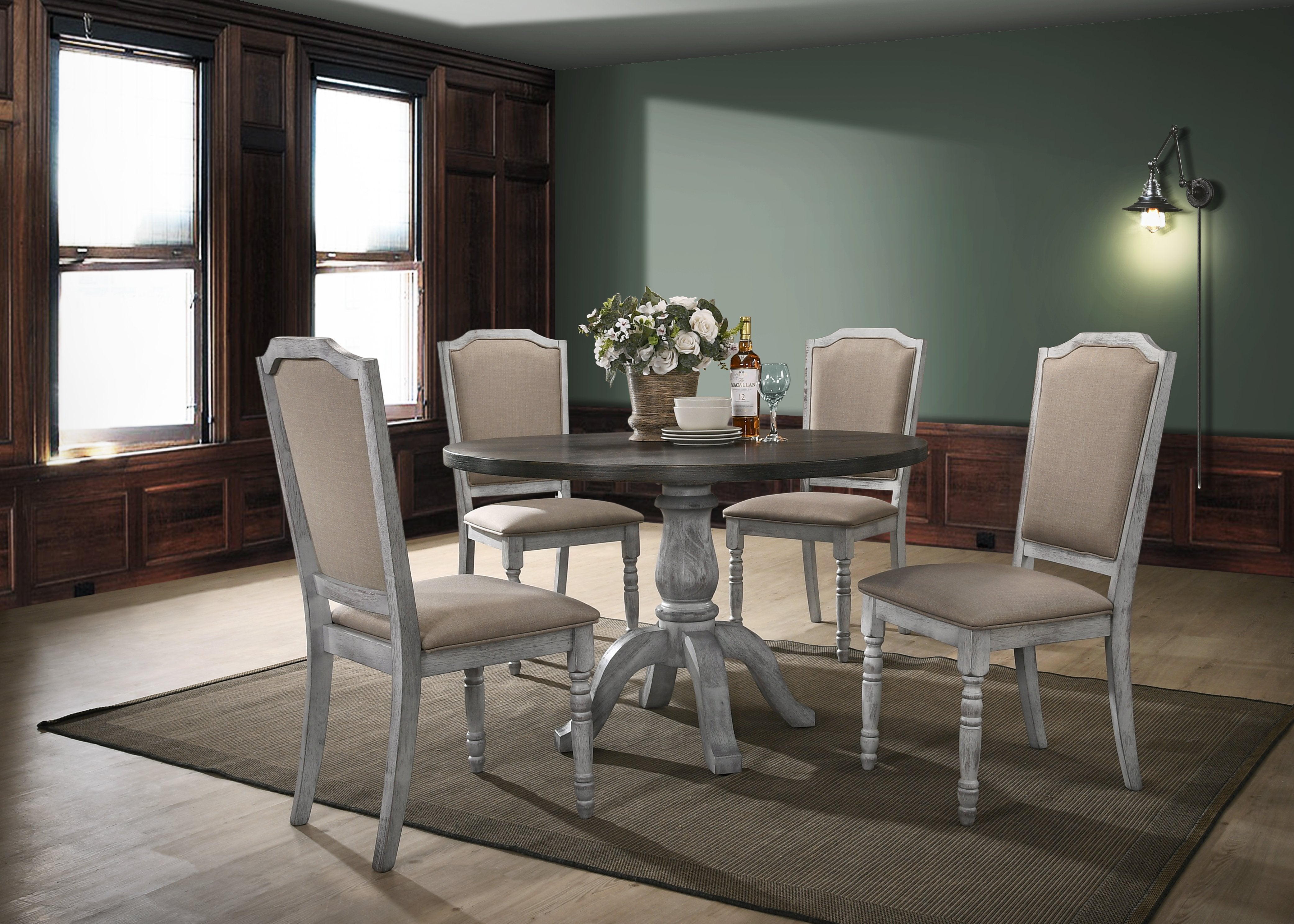 Round Pedestal Wood Dining Table - Roundhill Furniture Iris Collection | Elegant & Durable for Dining Room, Kitchen, or Breakfast Nook