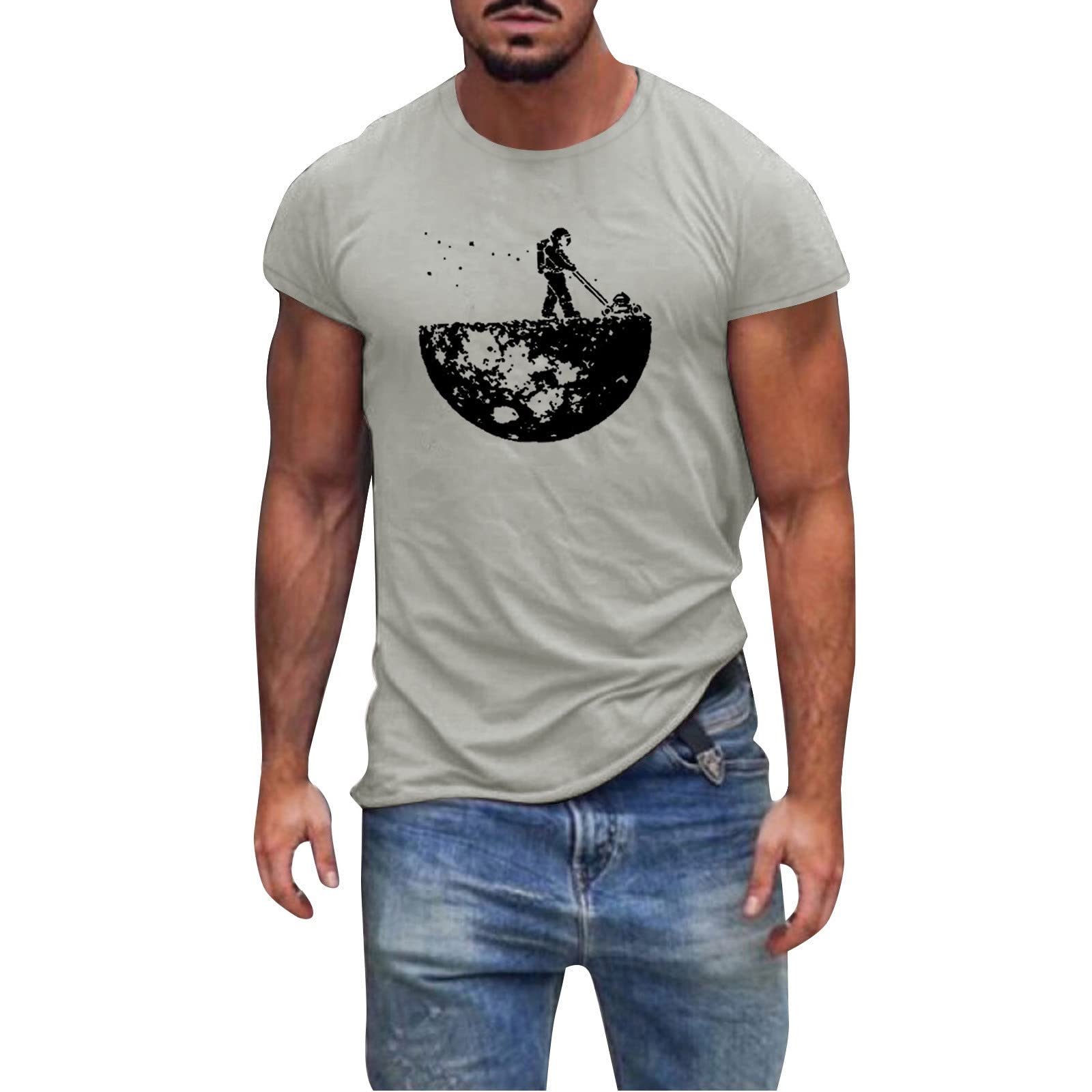 Men's Summer Casual Cotton T-Shirt - Short Sleeve Printed Top for Scrubs & Everyday Wear | Comfortable & Breathable for Work, Gym & Outdoor Activities