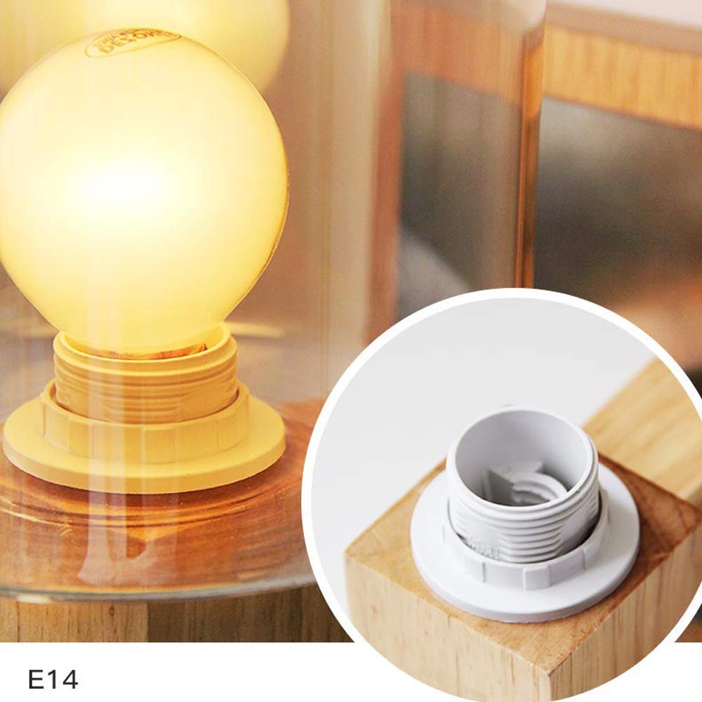 PEHUB Simple Glass Solid Wood Wall Lamp - Creative Rustic Bedside Lighting Fixture with E27 Socket for Living Room, Bedroom, Hallway - Perfect for Cozy Ambiance & Night Reading