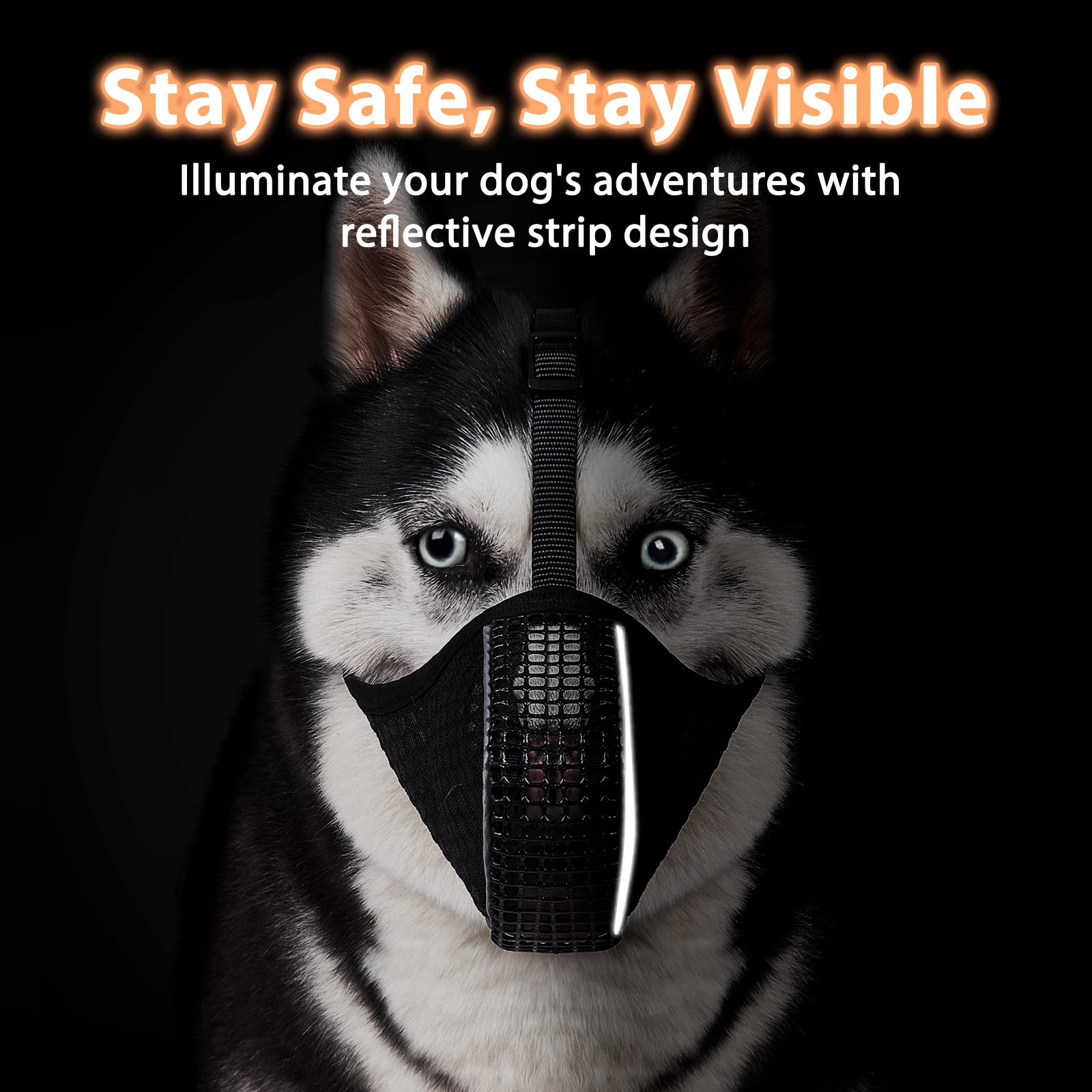 **Mayerzon Dog Muzzle – Breathable Mesh Muzzle for Small, Medium & Large Dogs – Reflective & Soft Anti-Biting Muzzle for Night Walks – Prevents Chewing & Scavenging – Allows Panting & Drinking – Perfect for Training, Grooming & Outdoor Adventures**