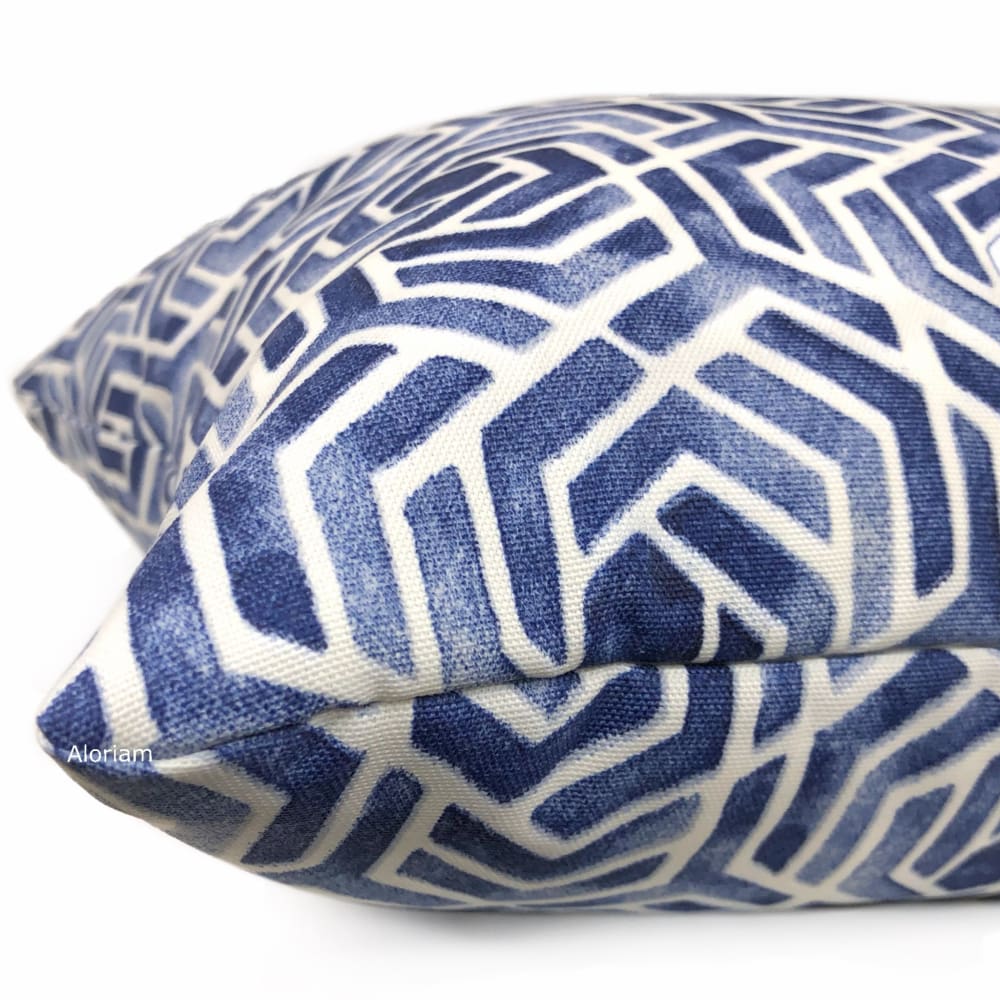 Tesseract Blue White Geometric Pillow Cover - Indoor & Outdoor Decorative Throw Pillow Case for Sofa, Bed, Patio, and Garden Decor