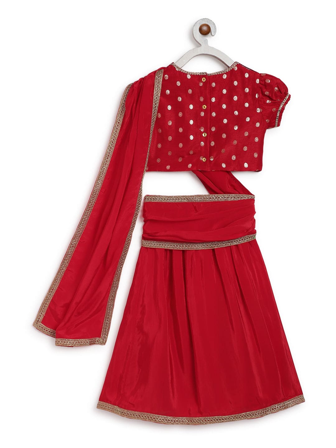 Pre Order: Girls O' Desi Girl Sari Set - Red Traditional Indian Dress for Kids | Perfect for Diwali, Weddings & Cultural Events