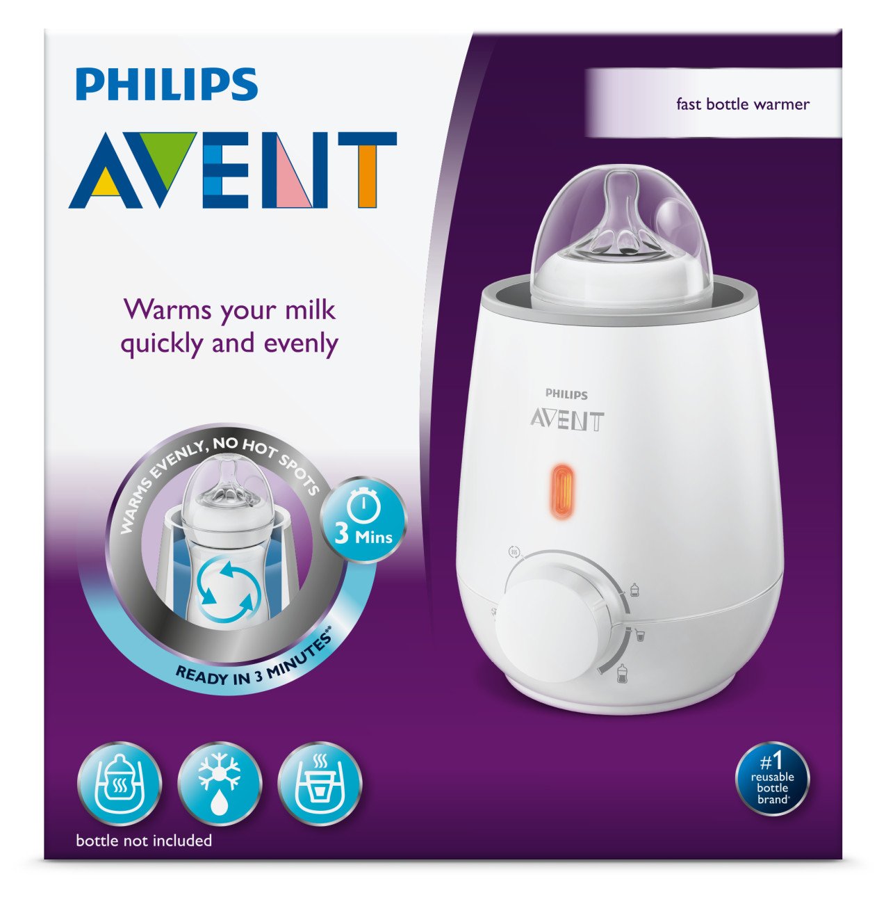Philips Avent Baby Bottle Warmer - Fast & Safe Bottle Heating for Breastmilk & Formula - Perfect for Night Feedings & Travel