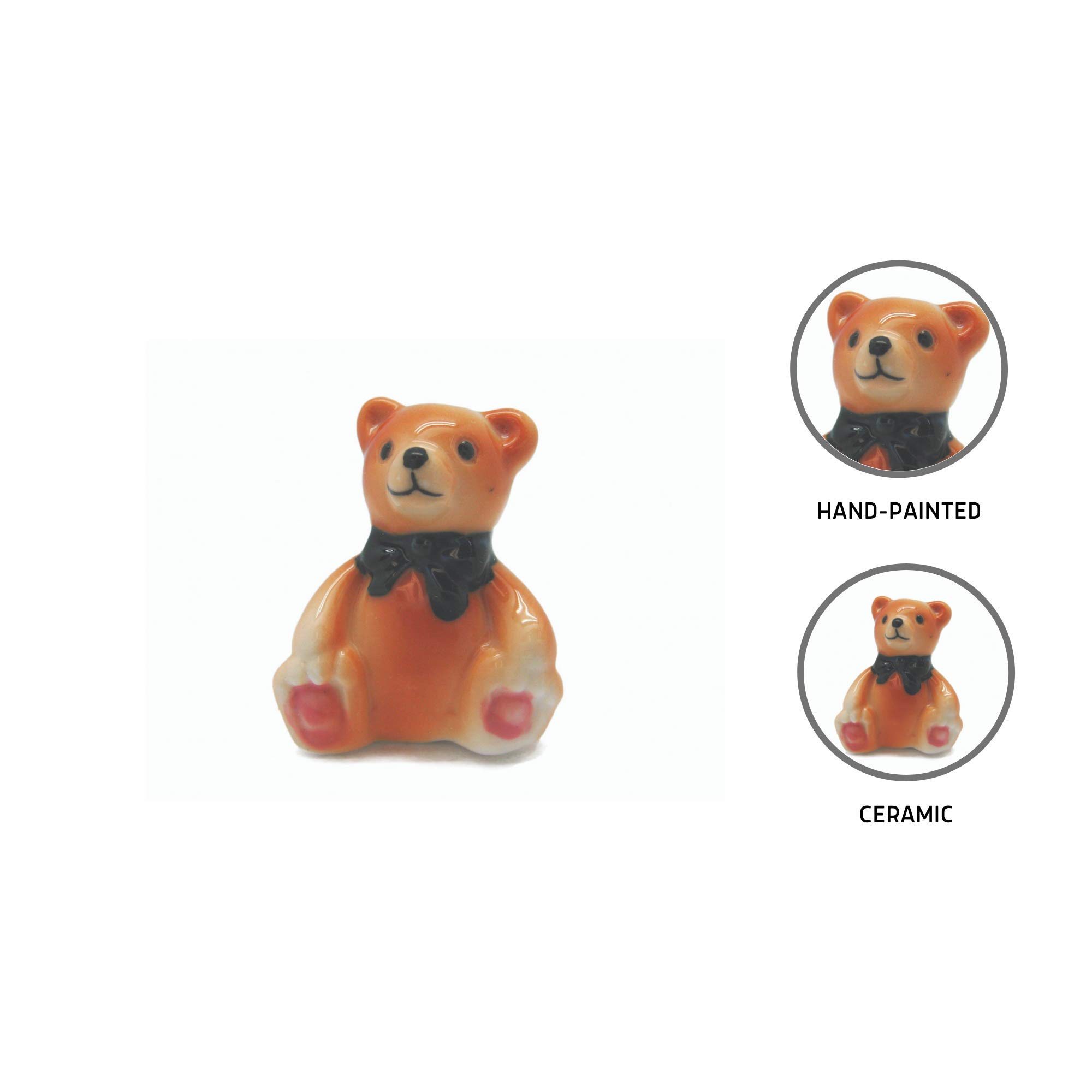 Hand Painted Ceramic Miniature Teddy Bear Figurine - 1.5