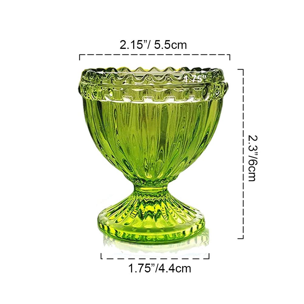 Premium Green Glass Easter Egg Cups - Set of 2 for Soft/Hard Boiled Eggs | Elegant Breakfast & Brunch Tableware, Easter Decorations & Spring Party Favors | Perfect for Easter Celebrations, Brunch Gatherings & Kitchen Decor