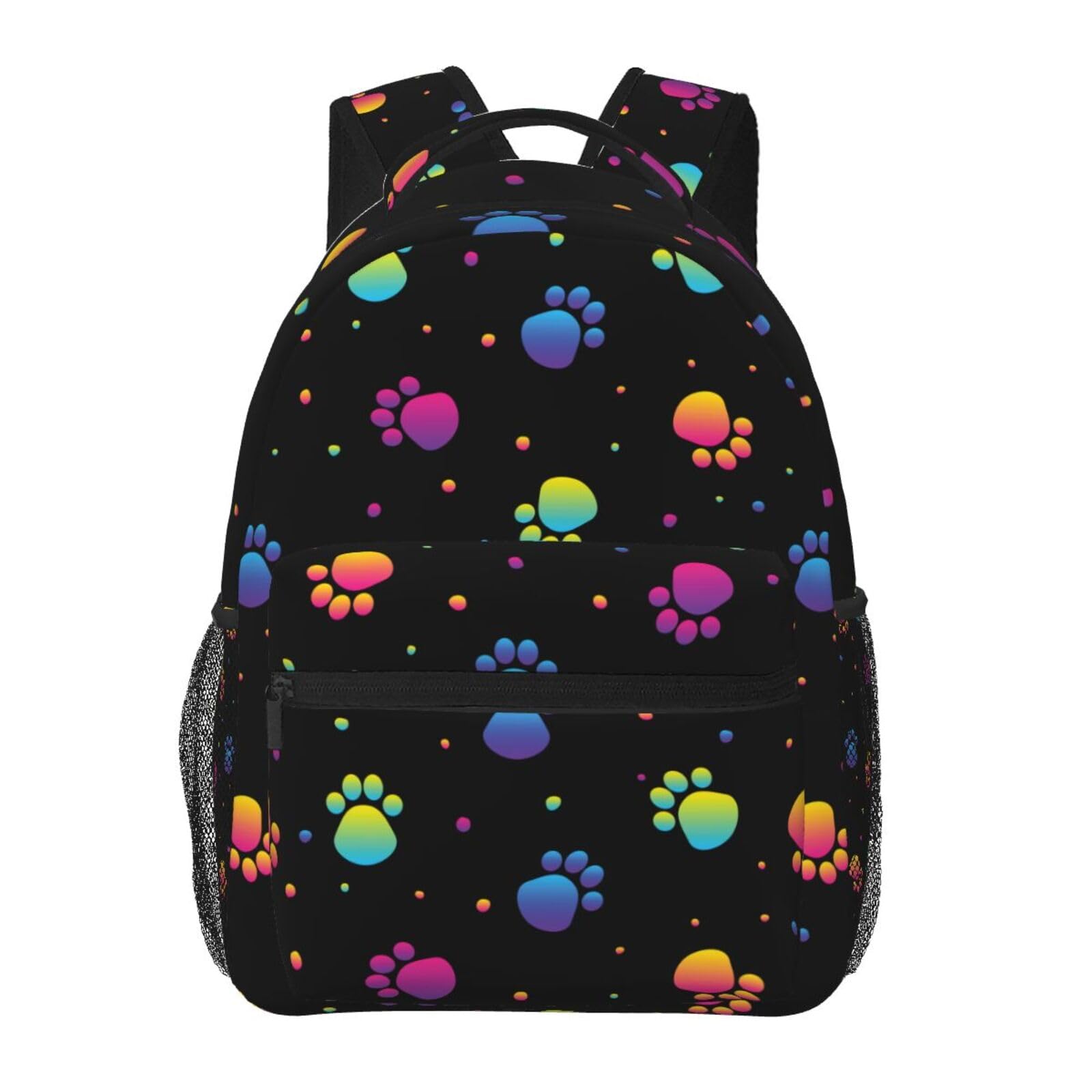 Rainbow Dog Cat Paw Print Backpack - Waterproof School Laptop Bag for Students, Girls & Boys, Teens Travel Backpack for Work, Sports & Daily Use | Perfect for School, College, Office & Outdoor Adventures