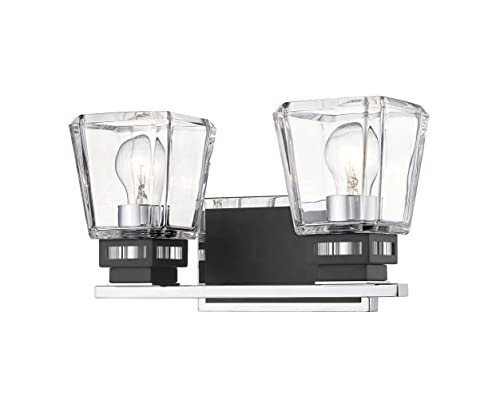Z-Lite 2-Light Bathroom Vanity Light Fixture 474-2V-CH-MB in Clear Glass - Perfect for Modern Bathroom & Powder Room Lighting