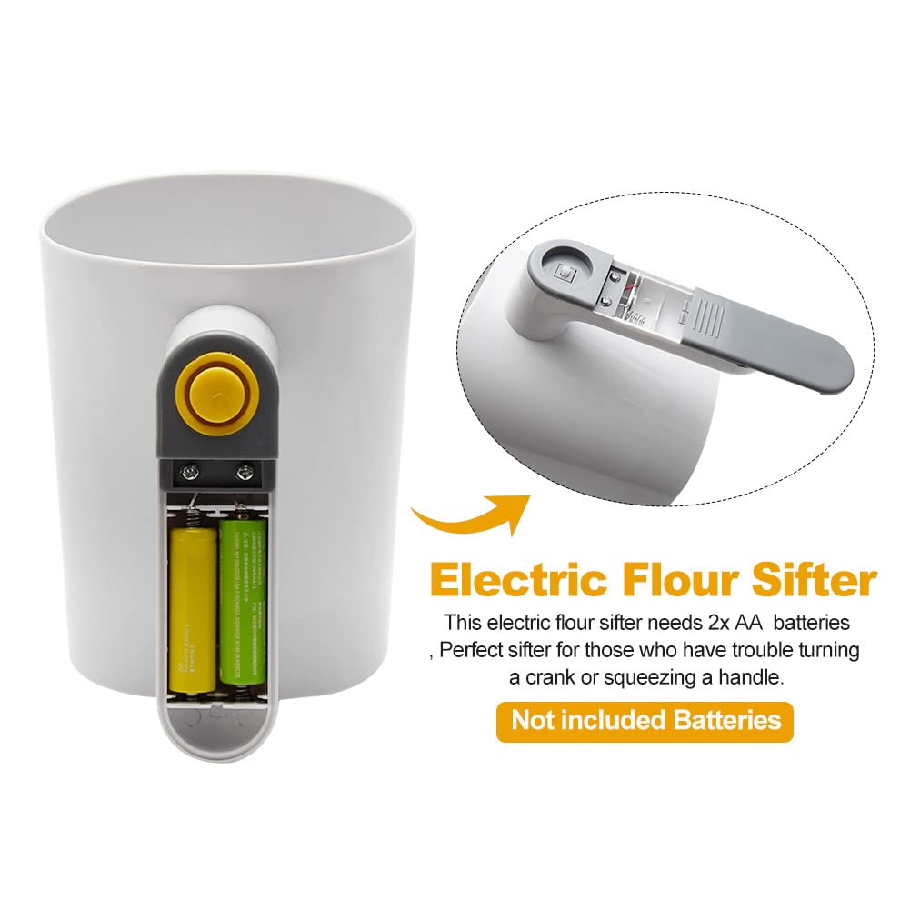 Electric Flour Sifter for Baking - Battery Powered Handheld Kitchen Tool for Cooking, Pastry & Baking - Fine Mesh Flour Sieve (1pc) - Perfect for Home Bakers & Professional Chefs