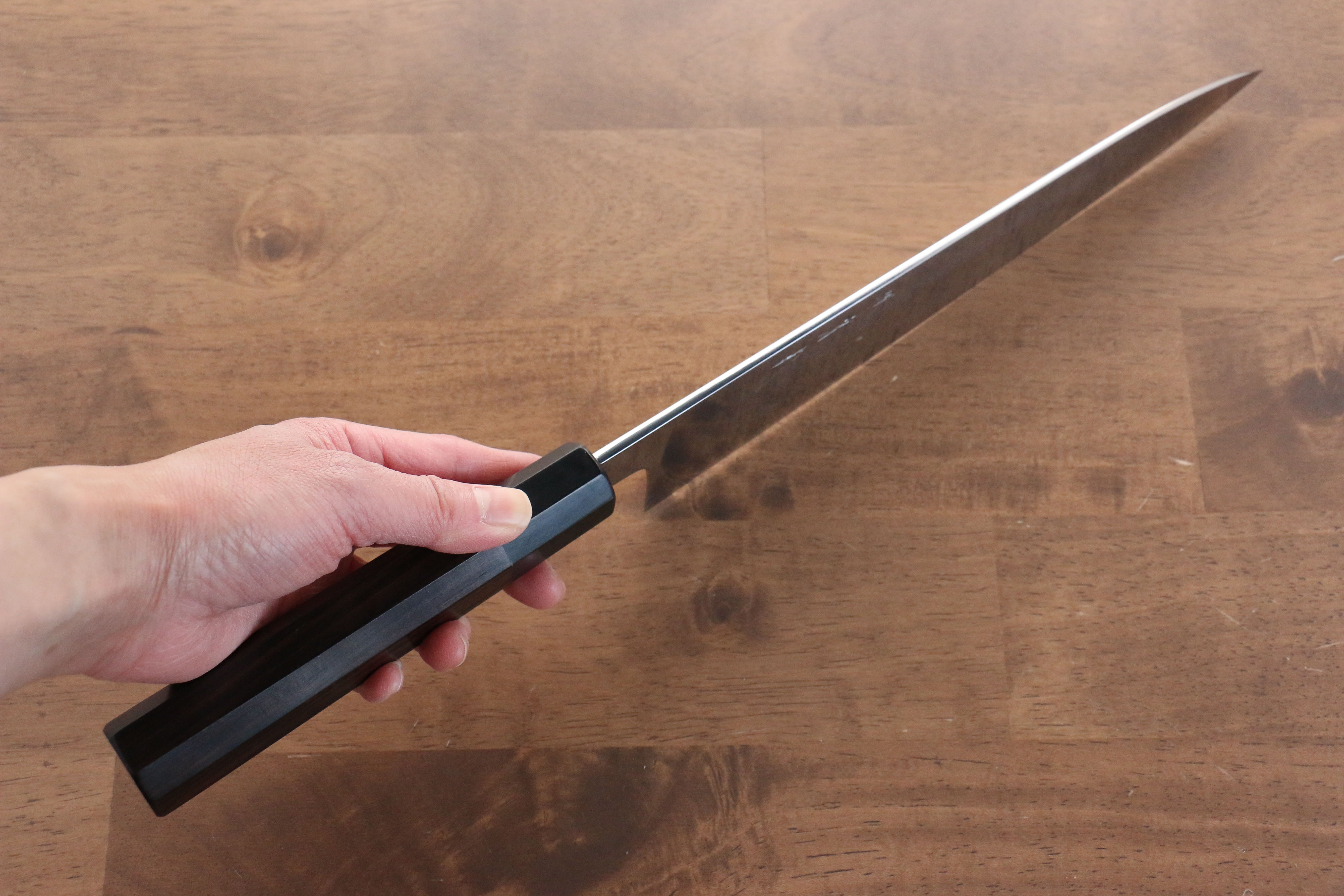 Premium Jikko Honyaki White Steel No.3 Gyuto Chef Knife 240mm - Japanese Mirrored Finish with Ebony Wood Handle - Perfect for Professional Chefs & Home Cooking Enthusiasts
