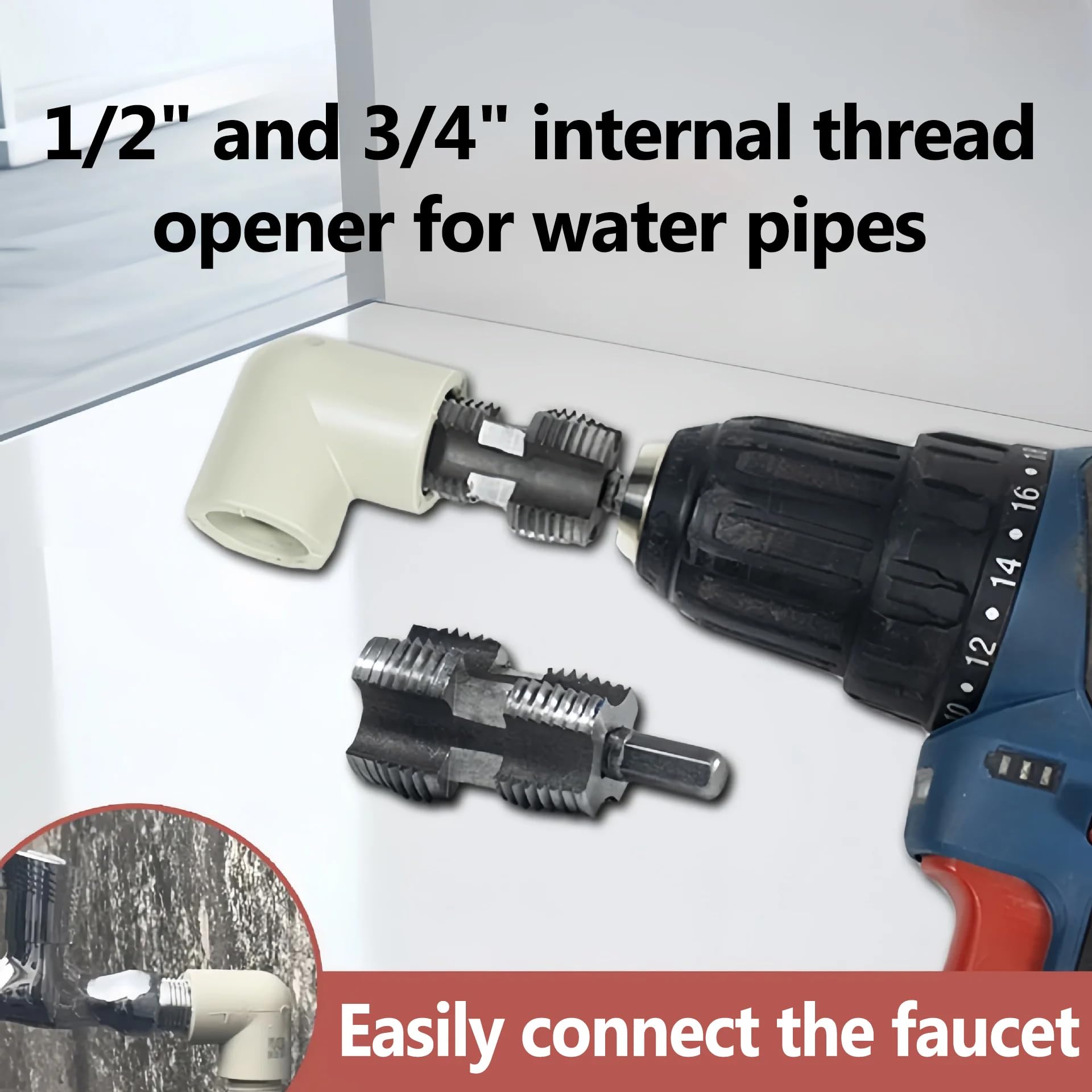 Electric PVC Pipe Threader Kit for Drills - 1/2