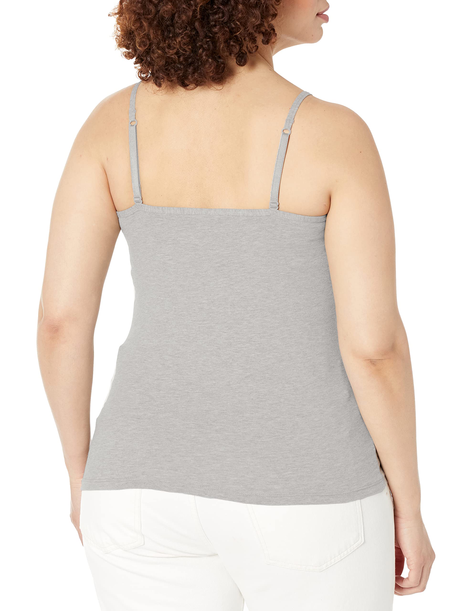 Hanes Women's Cami with Built-in Shelf Bra - Stretch Cotton Camisole with Adjustable Straps | Comfortable Layering Top for Sleepwear, Lounge & Everyday Wear