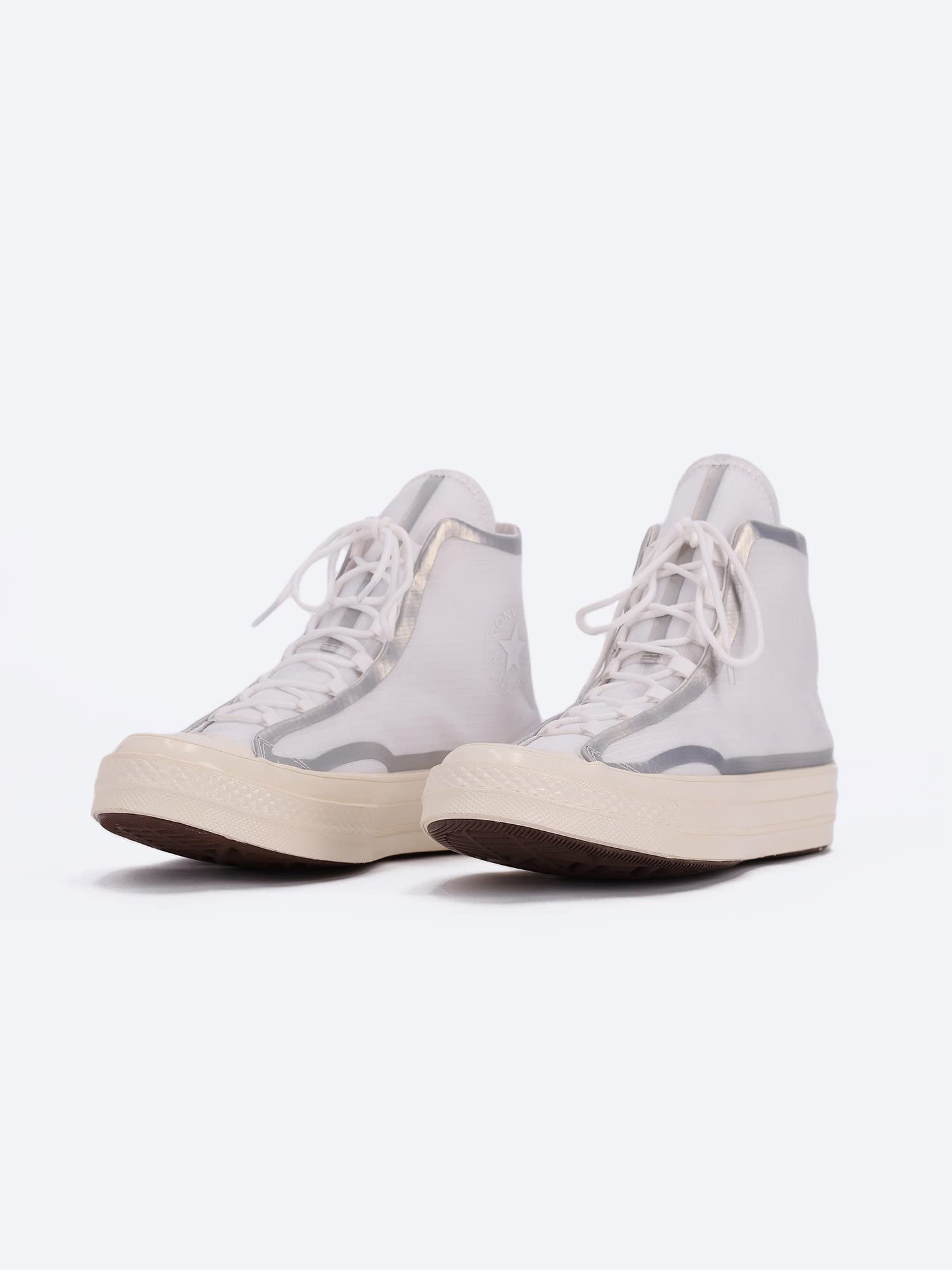 Converse Chuck 70 High Top Sneakers - Unisex Metallic Tape Seam White/Egret/Black (170767C) | Size 9 Men/11 Women | Retro Casual Shoes for Streetwear & Everyday Fashion