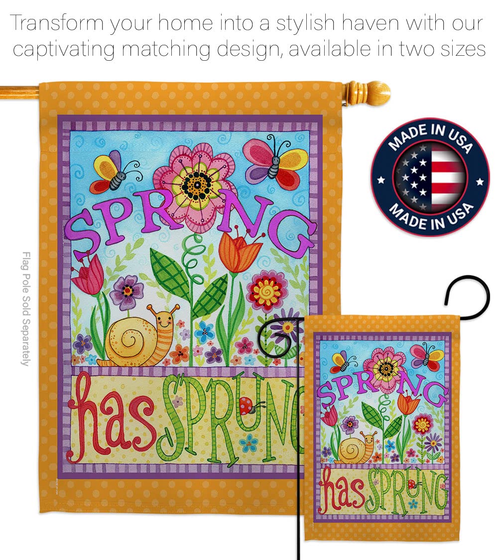 Spring Floral Bugs House Flag Set 28x40 with Pole - Outdoor Garden Decor