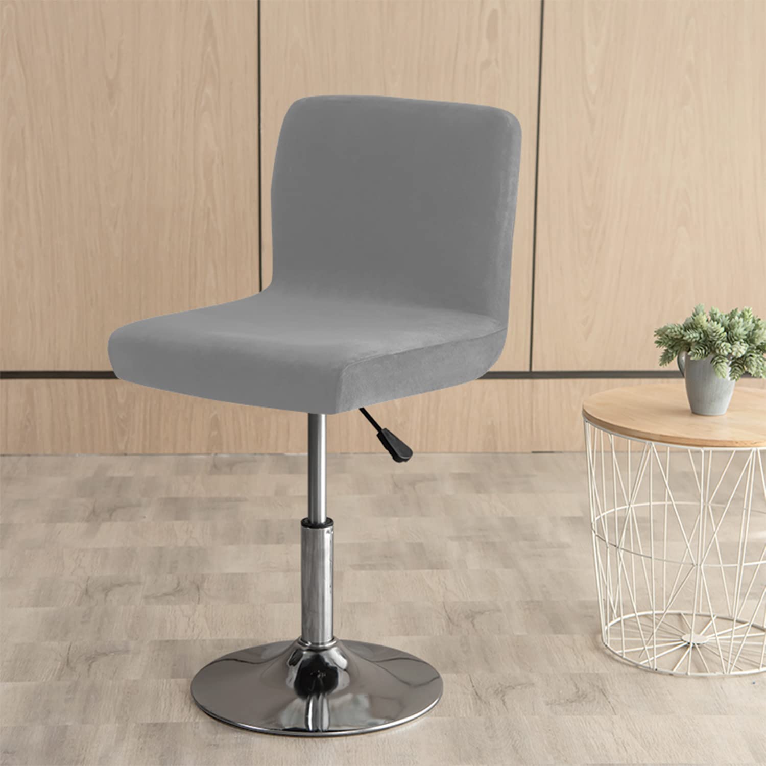 Velvet Bar Stool Covers 2 Pack - Square Swivel Chair Seat Protectors for Counter Height & Medium Low Back Bar Stools, Dark Orange - Perfect for Kitchen, Dining Room & Home Bar Decor