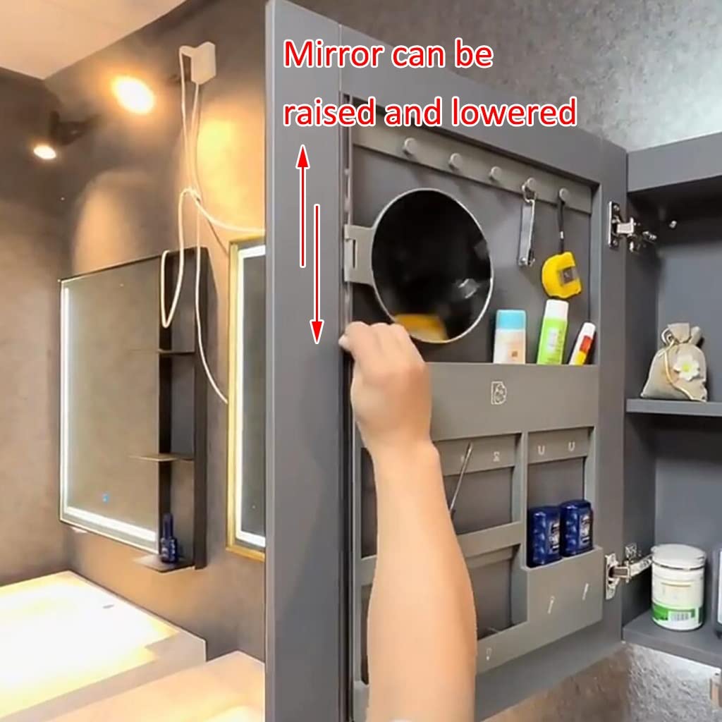 Stainless Steel Bathroom Mirror Cabinet with Storage - Wall Mounted Medicine Cabinet with Endoscope, Surface or Flush Mount - 80cm Large Bathroom Mirror for Modern Homes & Spa-Like Vanity Areas