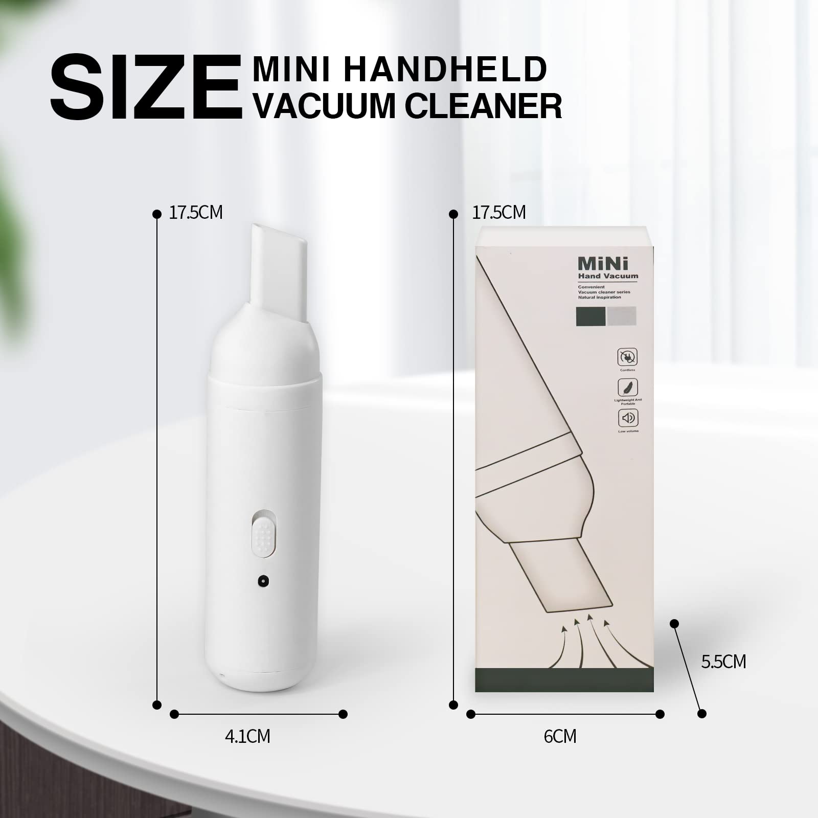 Mini Portable Cordless Car Vacuum Cleaner - Handheld USB Rechargeable for Quick Cleaning Pet Hair, Dust in Home, Office & Car (White) | Perfect for Car Seats, Upholstery & Small Spaces