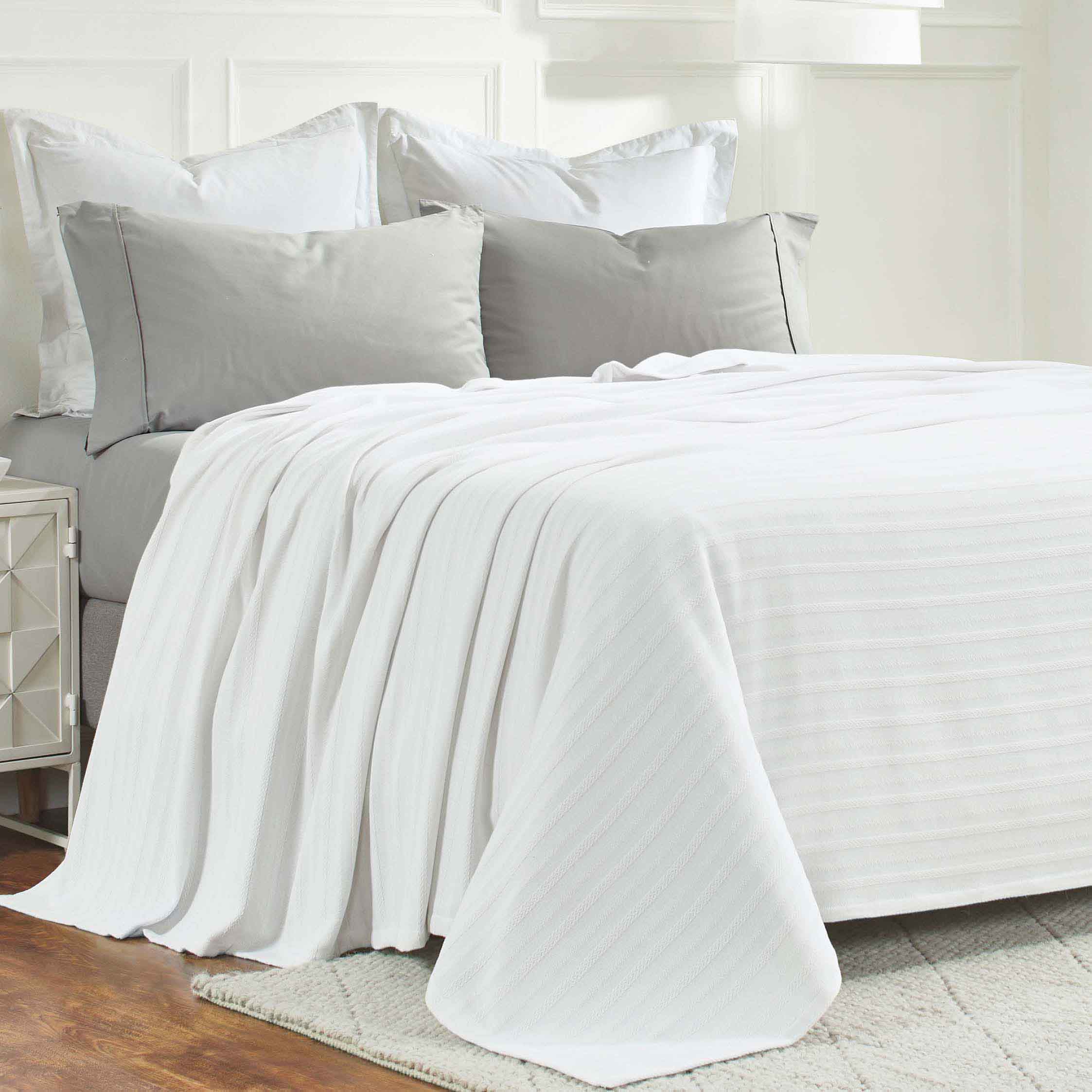 Soft Clara Cotton Textured Striped Lightweight Woven Blanket - Perfect for Sofa, Bed & Outdoor Picnics