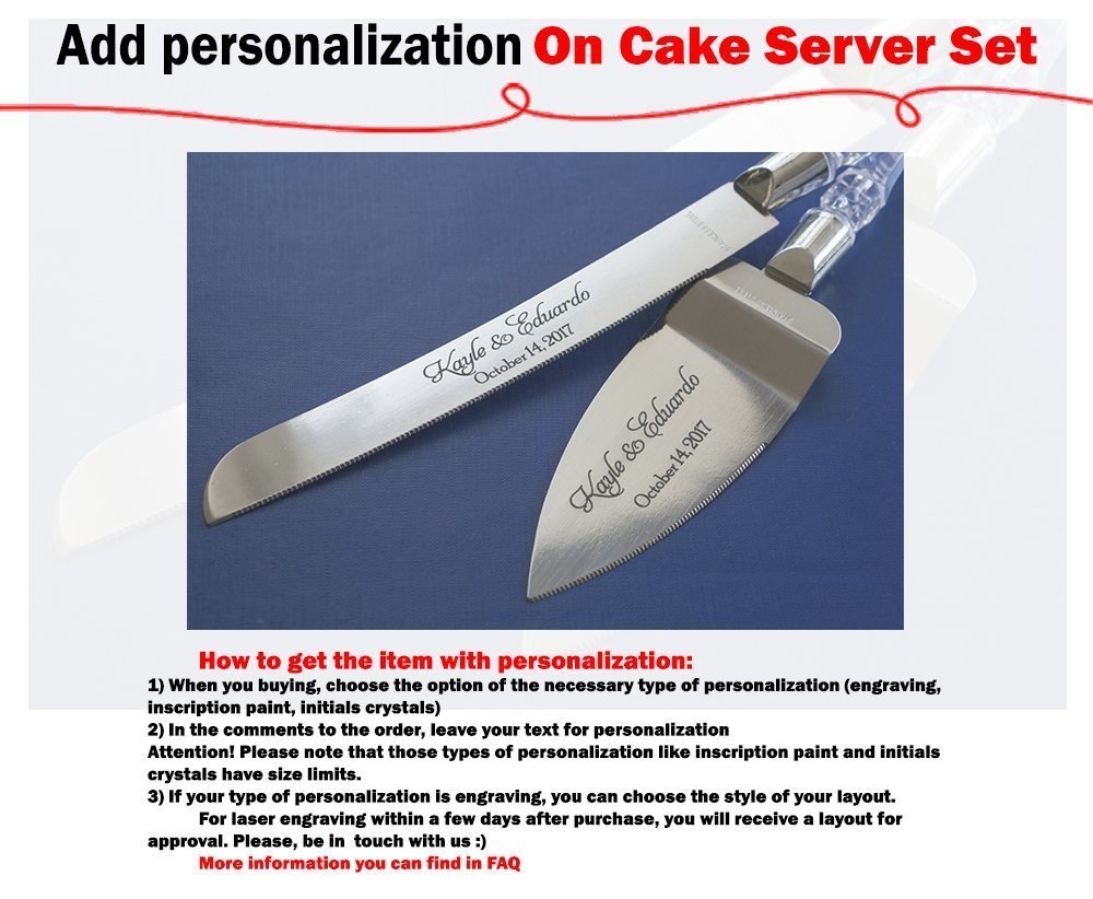Personalized Ivory & Gold Wedding Cake Server and Knife Set - Engraved Flower Design Cake Cutting Gift for Bridal Showers, Anniversaries & Special Occasions
