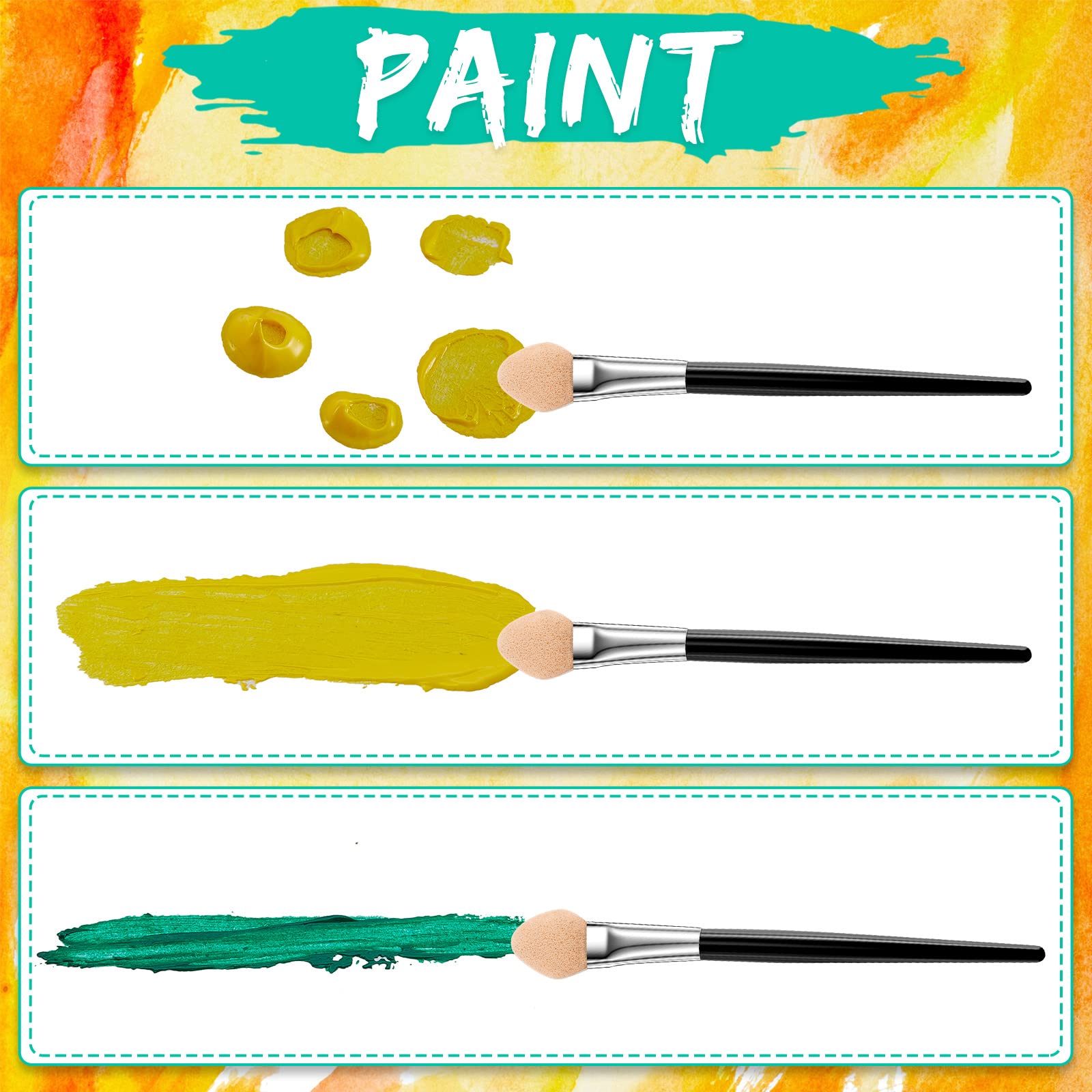 Zopeal 48-Piece Sponge Applicators for Ink, Paint & Pastel Blending - Small Detail Brushes for Artists, DIY Scrapbooking & Card Making - Perfect for Fine Art, Craft Projects & Mixed Media Techniques