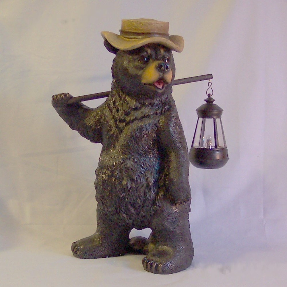 DWK Solar-Powered Bear Lantern Figurine - This Little Light of Mine Outdoor Decor for Garden, Patio & Night Light | Cute Solar Lantern for Kids Room, Camping & Backyard