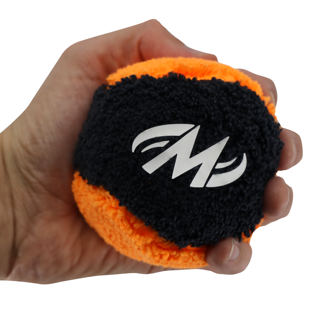 Motiv Plush Grip Ball - Stress Relief & Hand Exercise - Soft Black/Orange Squeeze Ball for Office, Therapy & Anxiety Relief