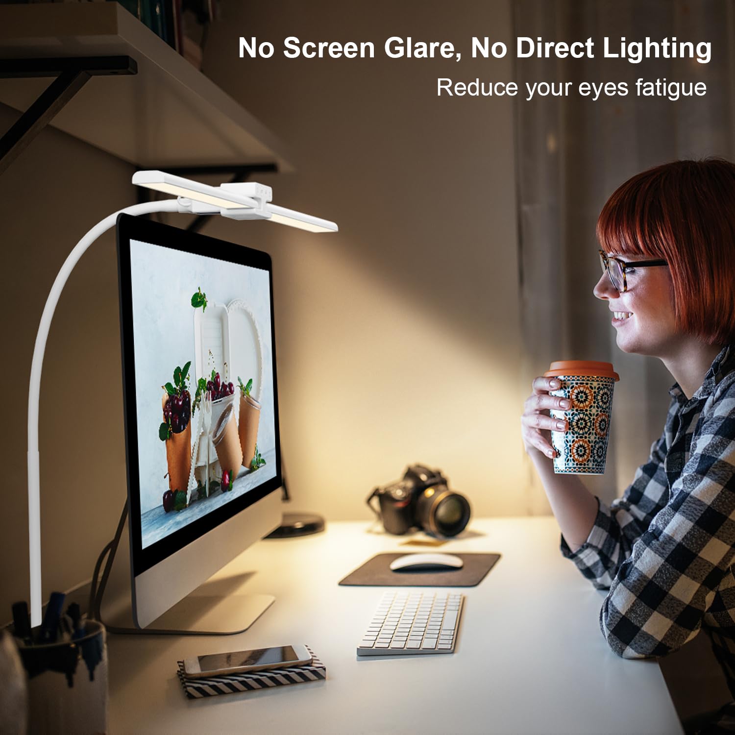 EppieBasic 24W Dual Head LED Desk Lamp with Clamp - Super Bright Adjustable Architect Task Light for Office, Workbench, Drafting, Reading & Monitor Use - Wide Area Illumination for Home & Workspace