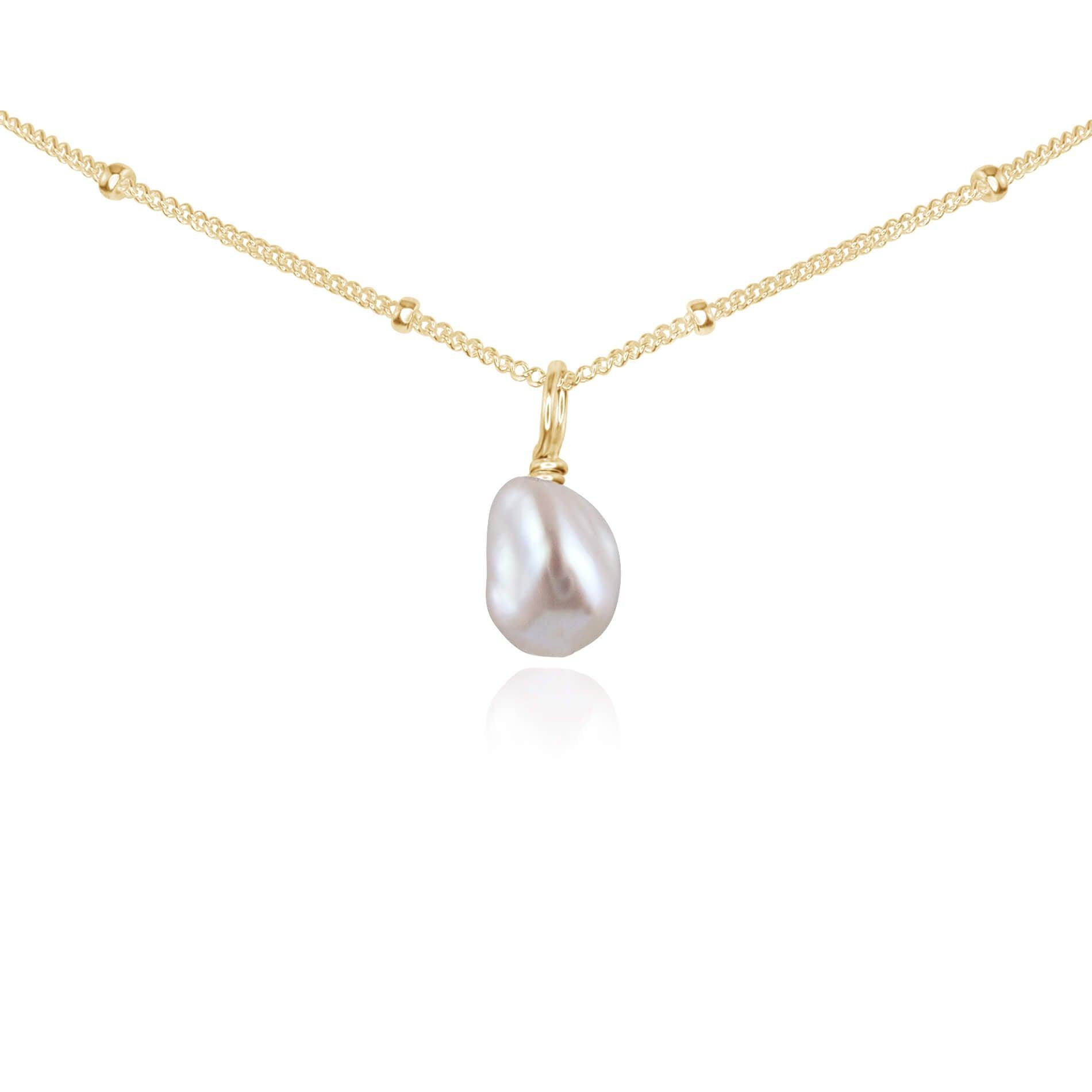 Tiny Rough White Freshwater Pearl Pendant Necklace - Dainty Gemstone Choker for Women, Perfect for Weddings, Date Nights & Boho Fashion