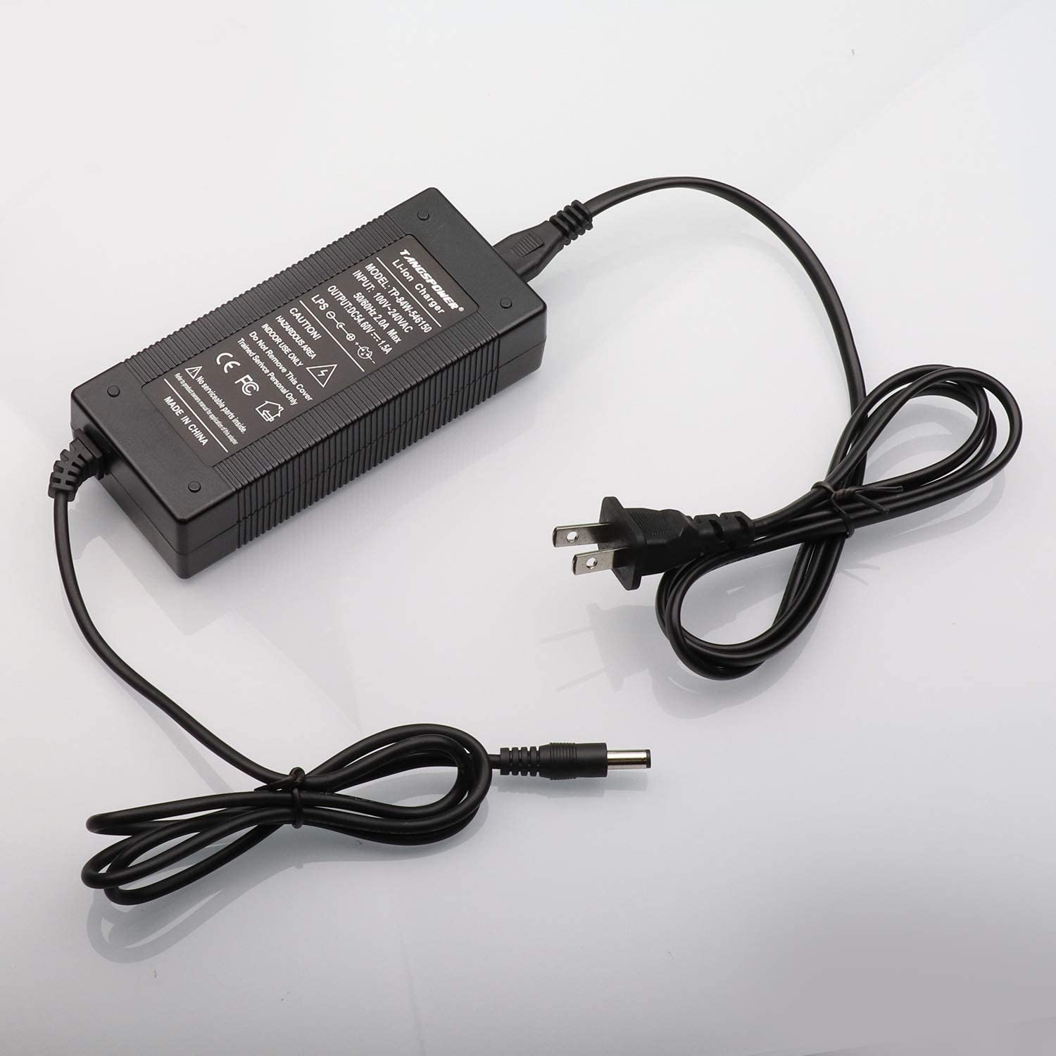 48V 54.6V Lithium Battery Charger - 48 Volt DC Power Supply Adapter with 5.5mm Round Plug for Rad Power Bikes, E-Bikes, Scooters & Electric Vehicles - Perfect for Home, Commuting & Outdoor Adventures