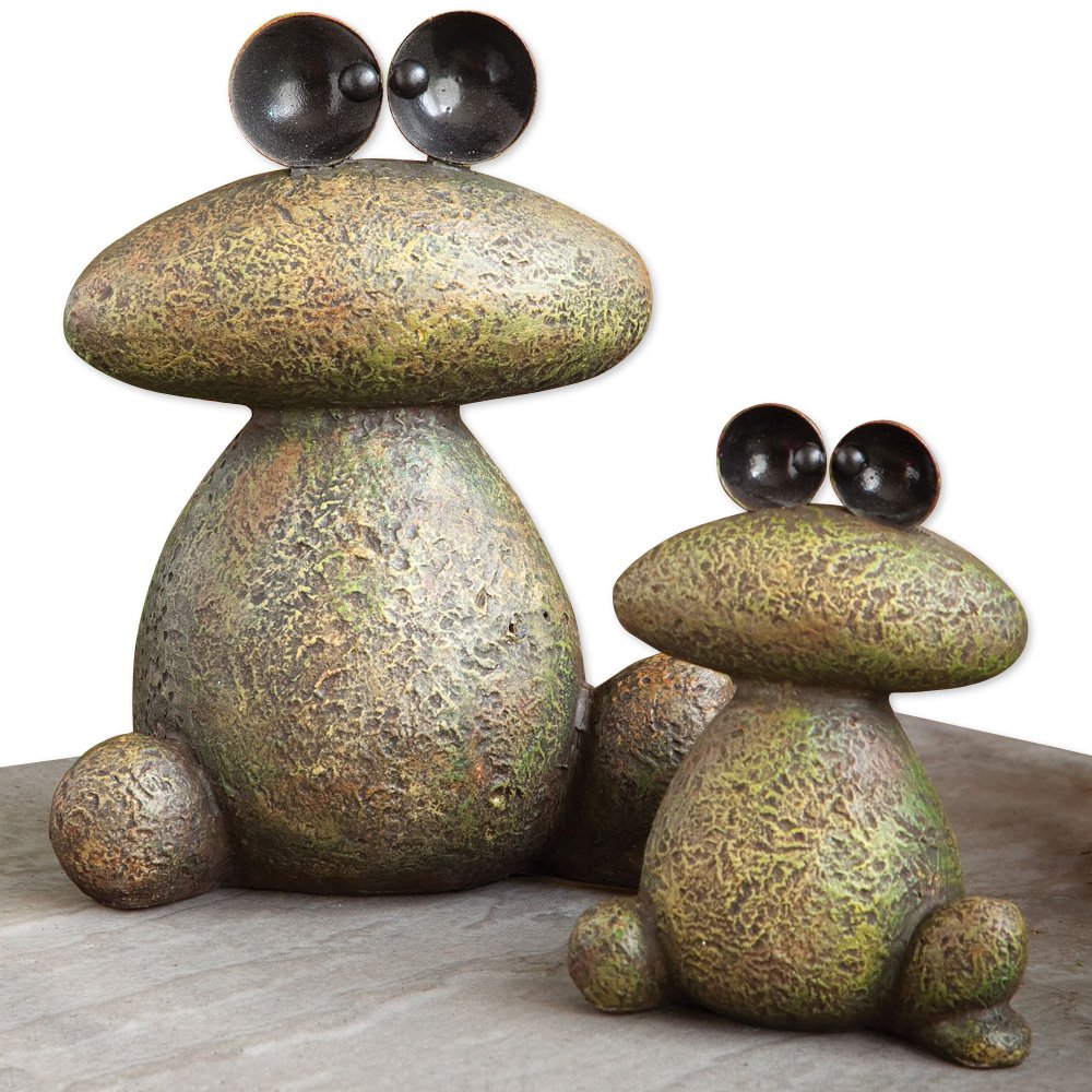 Two Frogs Garden Sculptures - Waterproof Outdoor Decor Set for Lawn, Patio or Garden - Minimalist Frog Statues - Perfect for Backyard Decor, Landscaping and Outdoor Weddings