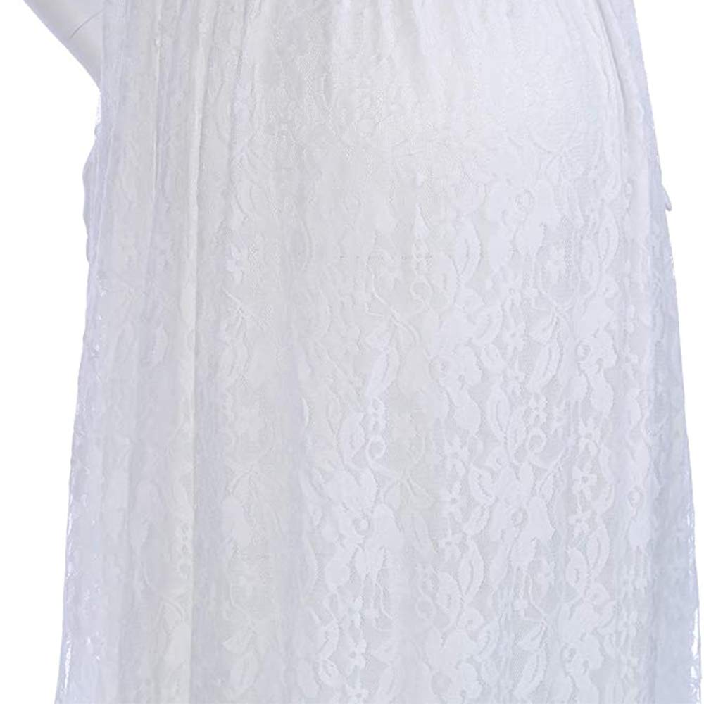 **Elegant Maternity Off-Shoulder Ruffle Sleeve Lace Maxi Dress for Women – Perfect for Photoshoots, Baby Showers & Special Occasions**