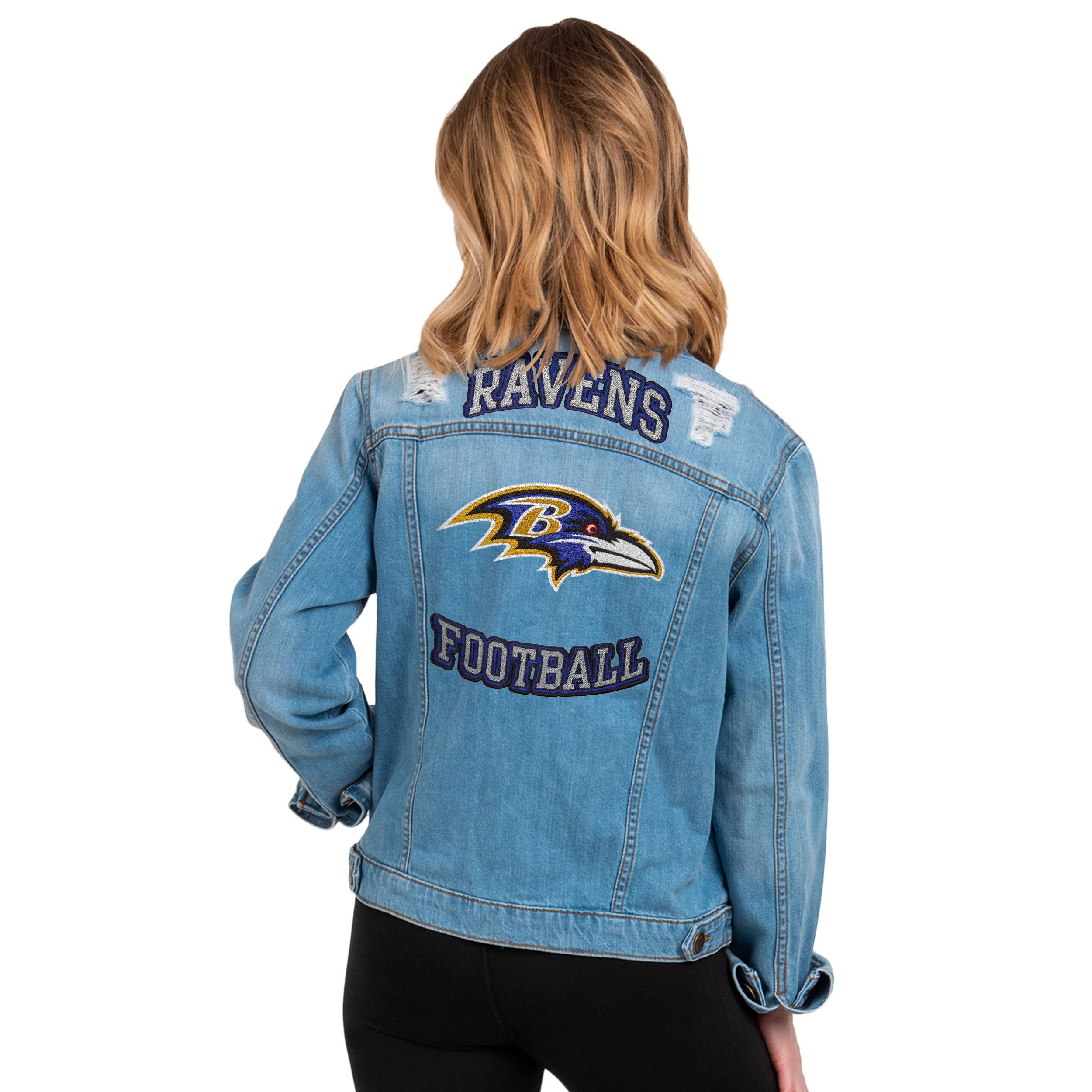 FOCO Women's NFL Team Logo Denim Jacket - Official Licensed Football Varsity Jacket for Women - Perfect for Game Day, Tailgating & Casual Wear
