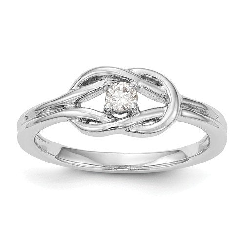 14K White Gold Round Diamond Knot Promise Ring for Women - Elegant & Timeless Jewelry for Anniversaries, Engagements & Special Occasions