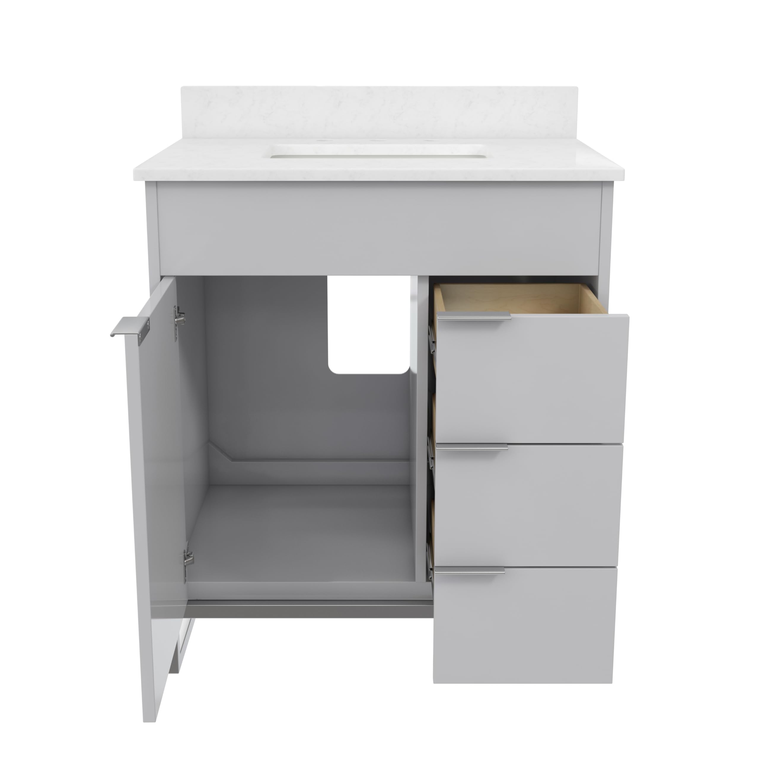 CosmoLiving by Cosmopolitan Leona 30-Inch Bathroom Vanity Set with Sink - Modern Gray Finish for Small Bathrooms | Perfect for Powder Rooms & Master Bath Remodels