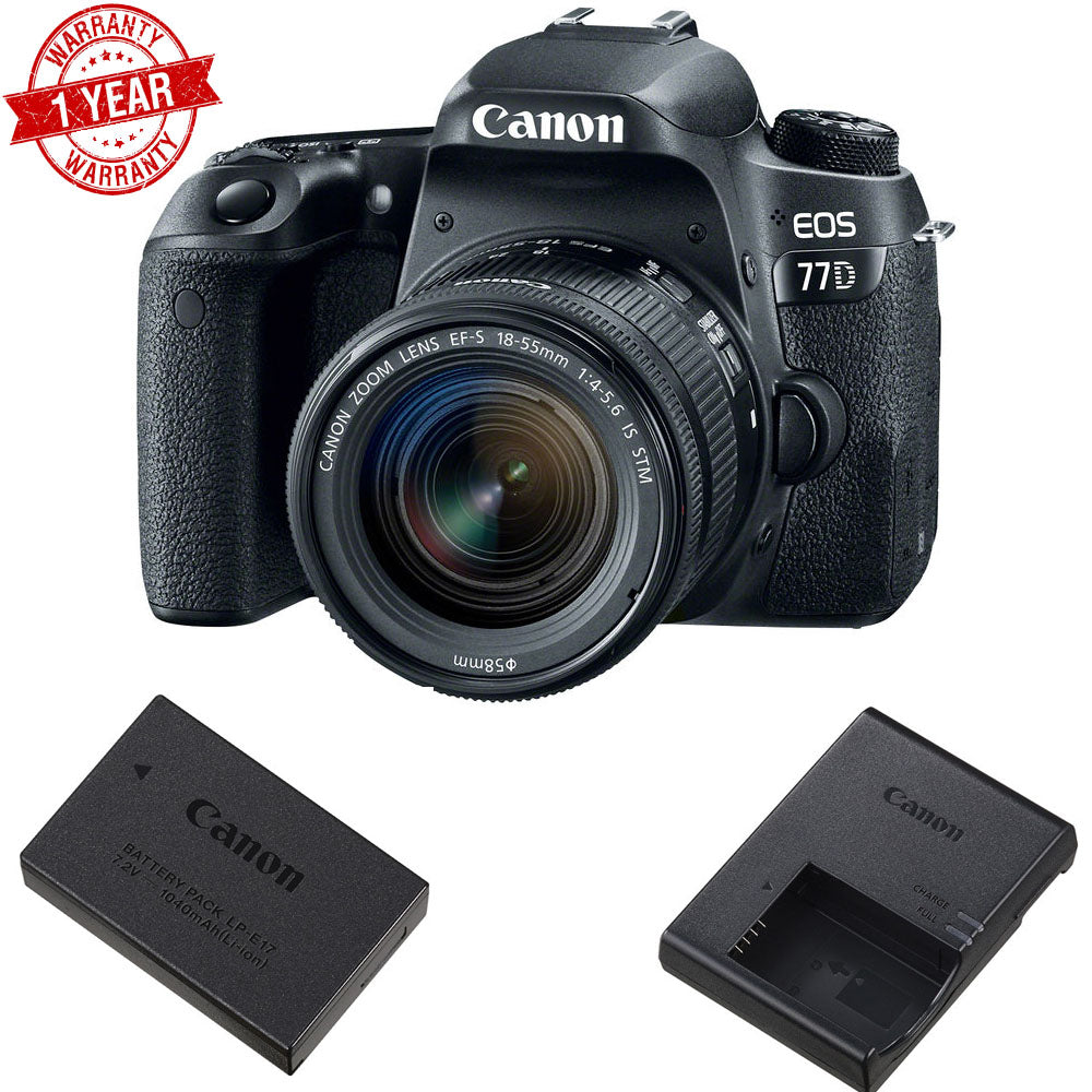Canon EOS 77D DSLR Camera with 18-55mm Lens - Professional Digital SLR for Photography & Videography - Perfect for Travel, Portrait & Landscape Shooting (USA Version)