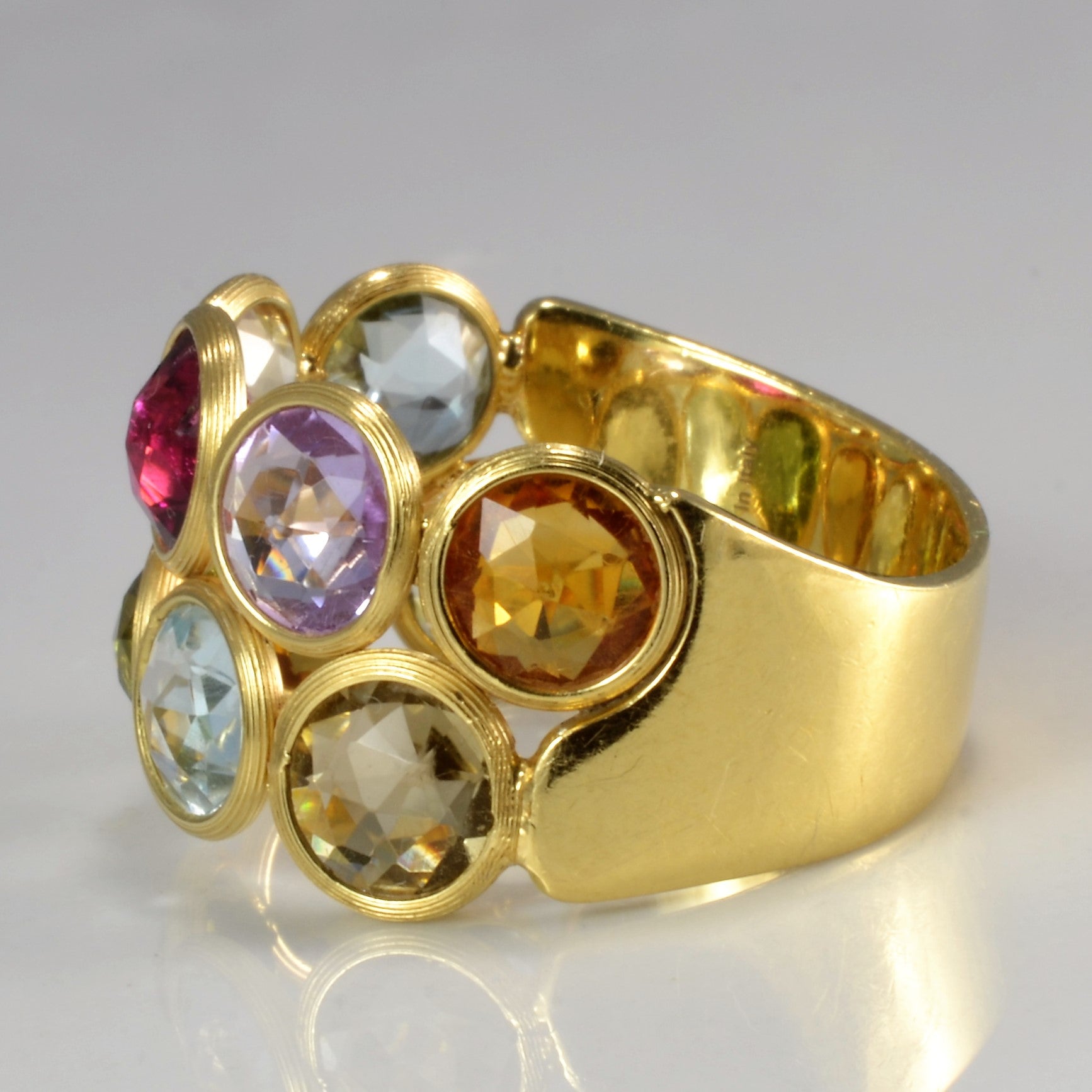 Marco Bicego Multi Gemstone Textured Ring Size 7.5 - Elegant Jewelry for Women, Perfect for Weddings, Parties & Special Occasions