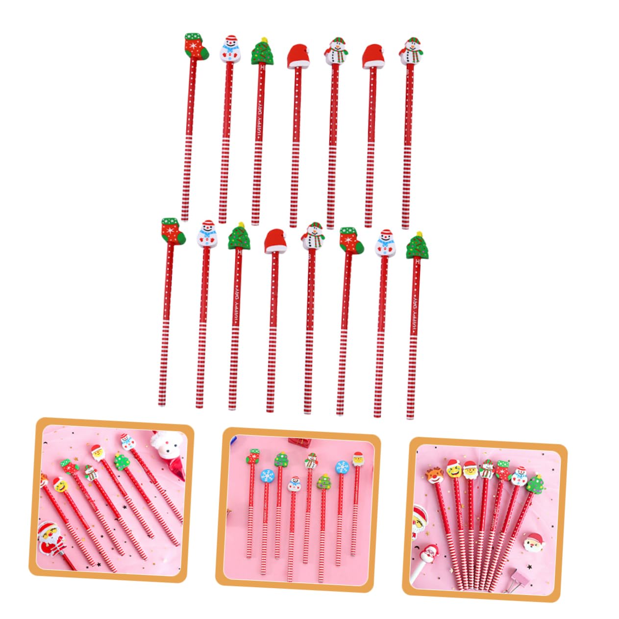 VILLCASE 15pcs Colorful Christmas Wooden Pencils - Festive Writing & Drawing Supplies for School, Office & Holiday Gift Giving