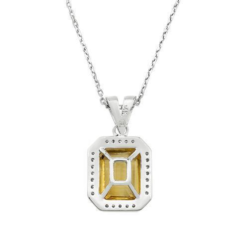 14K White Gold Diamond Citrine Pendant Necklace - 2.60 Carat Total Weight - Elegant Jewelry Gift for Women, Perfect for Weddings, Anniversaries & Special Occasions