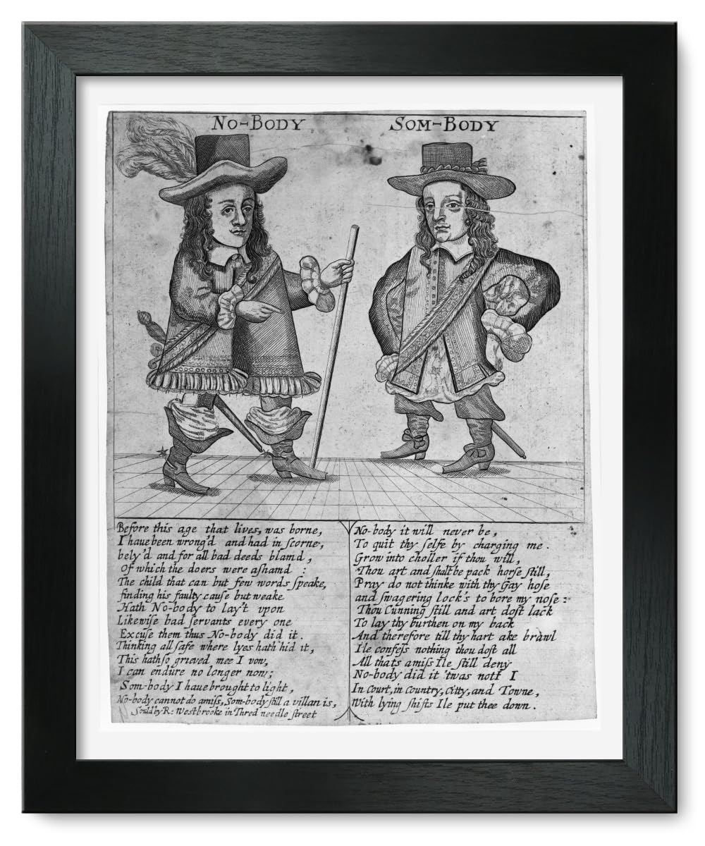 Vintage 1750 No-Body-Som-Body Framed Art Print 12x15 Inches - Perfect for Home Decor, Office Wall Art & Gift Giving
