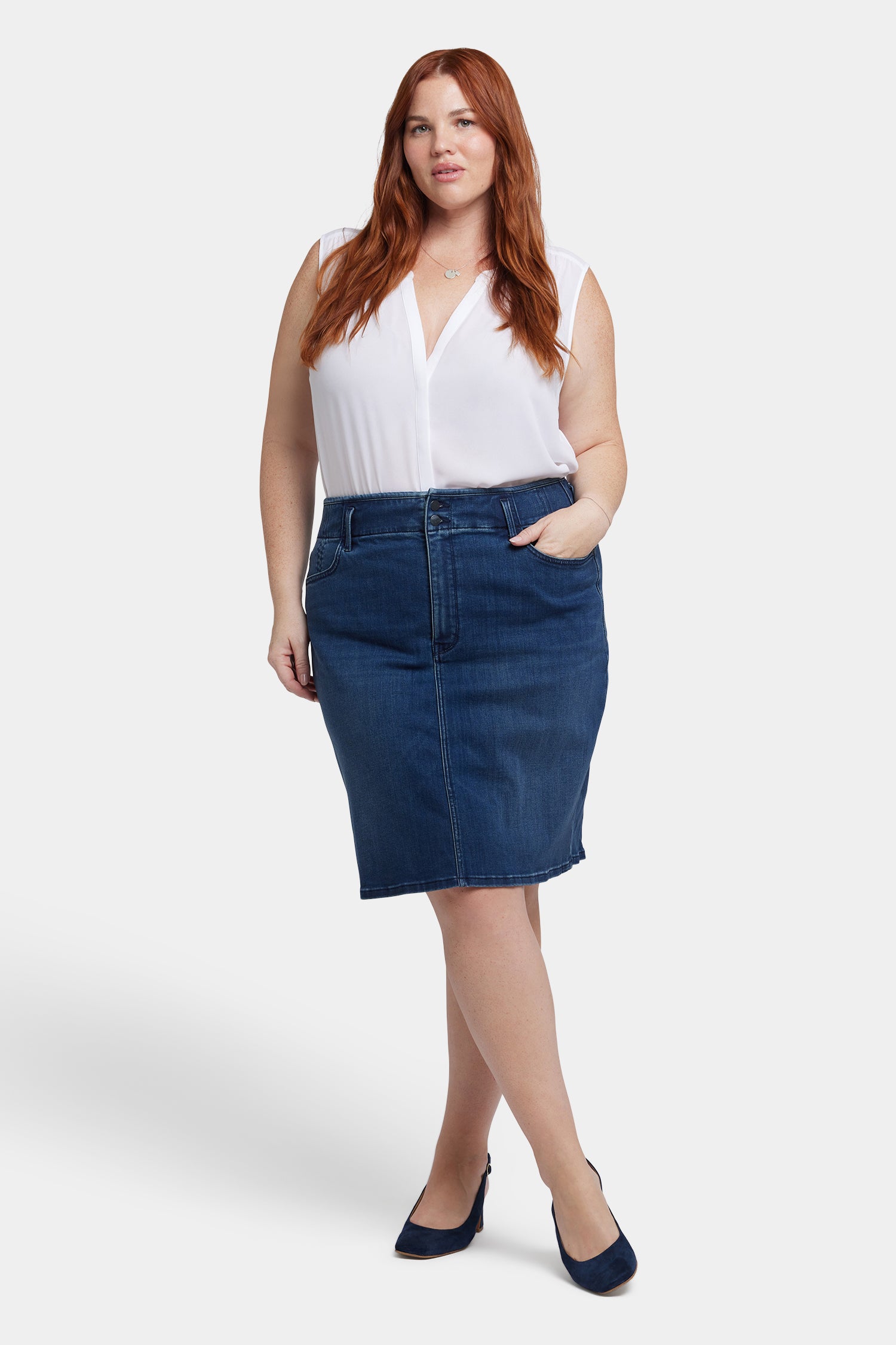 Plus Size High Waist Skirt - Ibiza Blues | Flowy Midi Skirt for Women | Perfect for Beach Vacations, Summer Outfits & Boho Fashion
