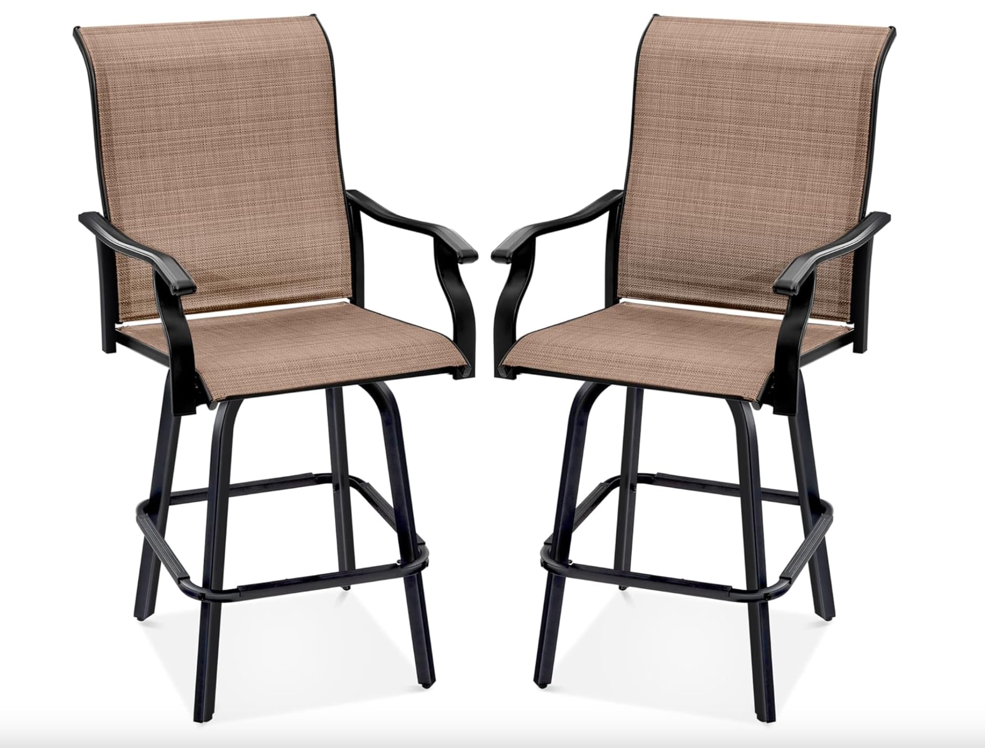360° Swivel Outdoor Bar Stools - Textilene Mesh All-Weather Patio Chairs, Set of 2 - Perfect for Backyard, Poolside & Bistro Dining - Durable Patio Furniture for Outdoor Entertaining