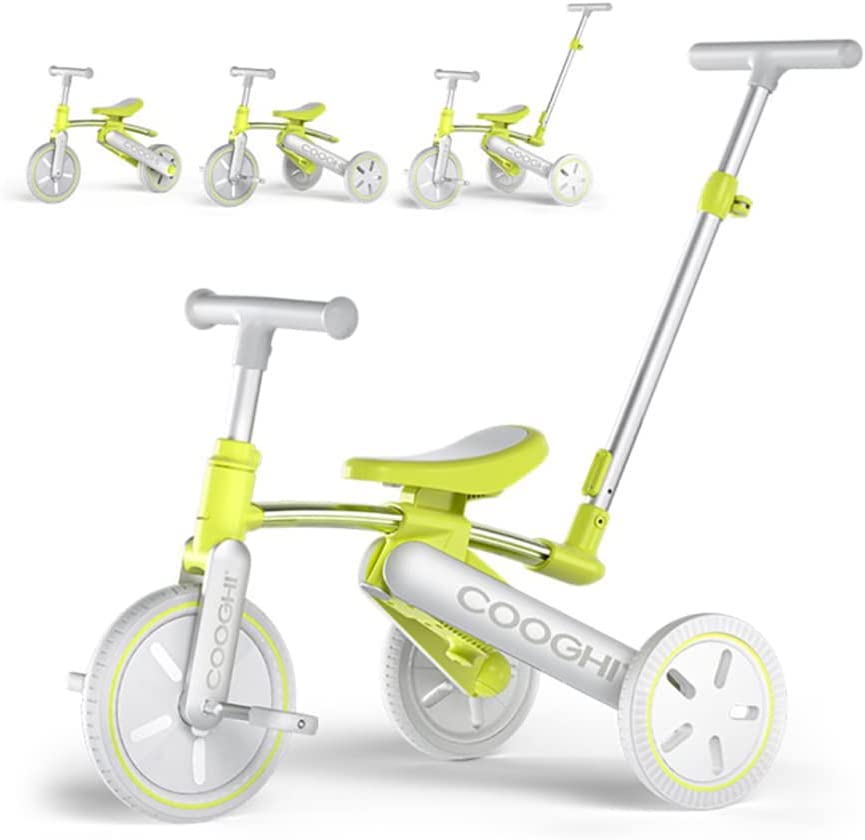 Cooghi 3-in-1 Toddler Tricycle for Kids 18 Months to 4 Years - Convertible Balance Bike with Pedals & Parent Push Handle - First Birthday Gift for Boys and Girls - Perfect for Outdoor Play, Park Rides & Learning to Cycle