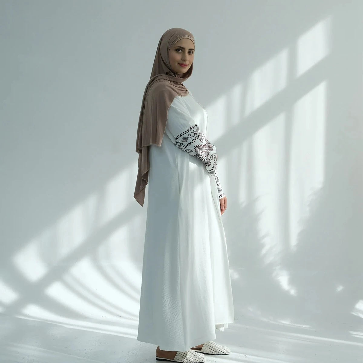 Elegant Embroidery Cardigan Open Abaya Dress #24915 - Perfect for Ramadan, Eid, and Special Occasions